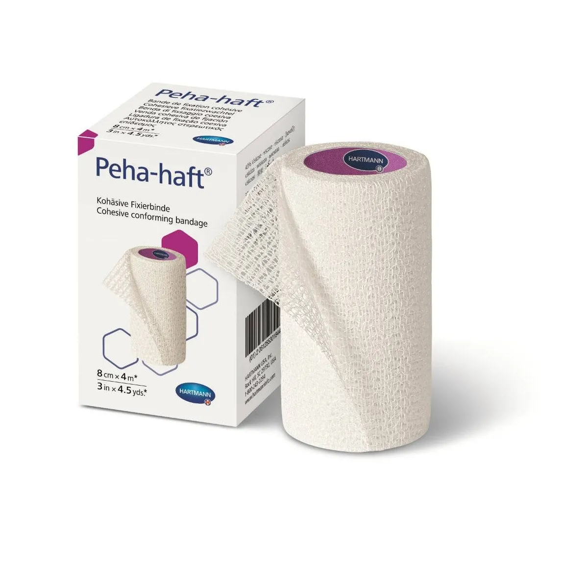 PEHA-HAFT pašlīpoša, elastīga marles saite, 8 cm x 4 m - Produkta attēls