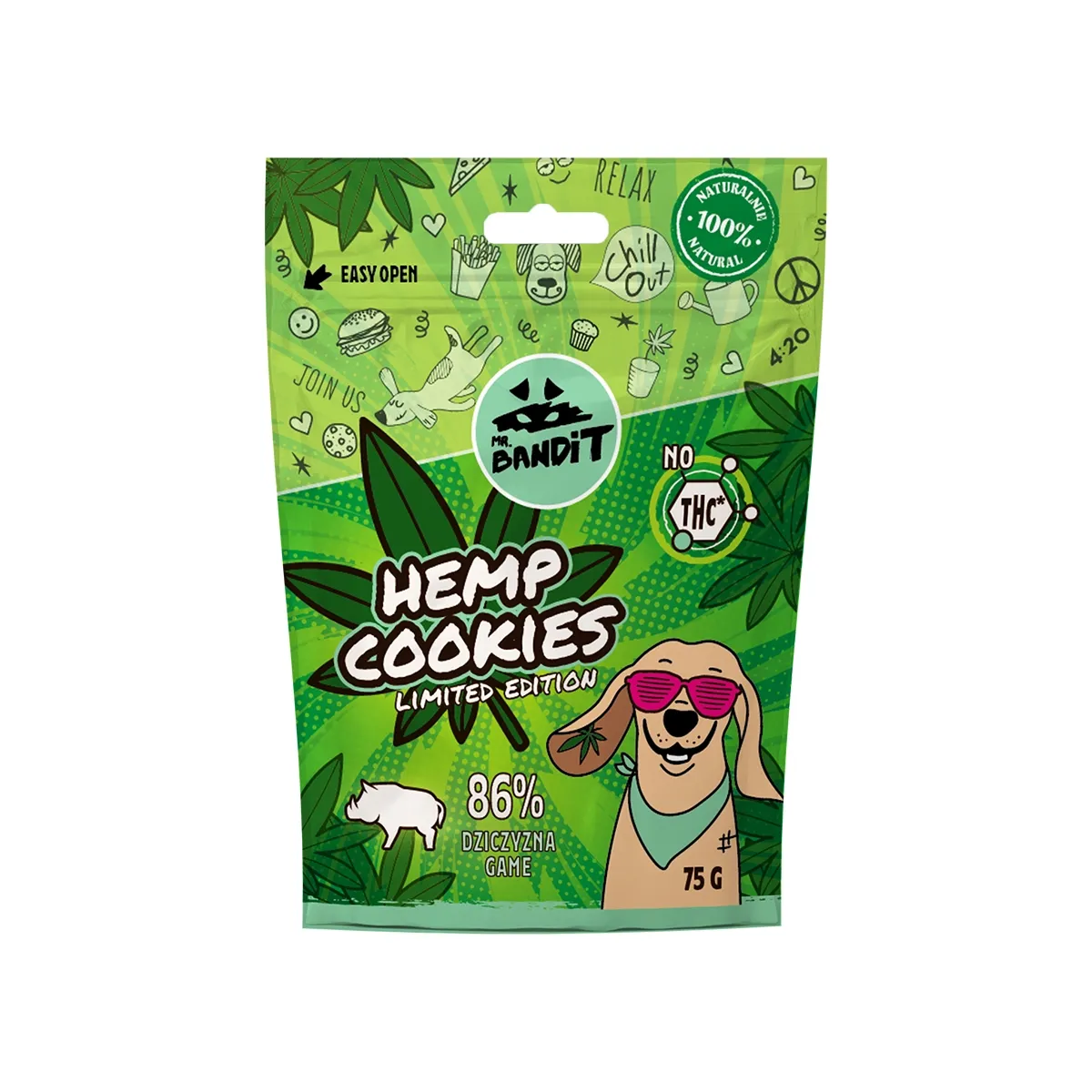 MR.BANDIT HEMP KAŅEPJU CEPUMI AR MEDĪJUMU 75G - Produkta attēls