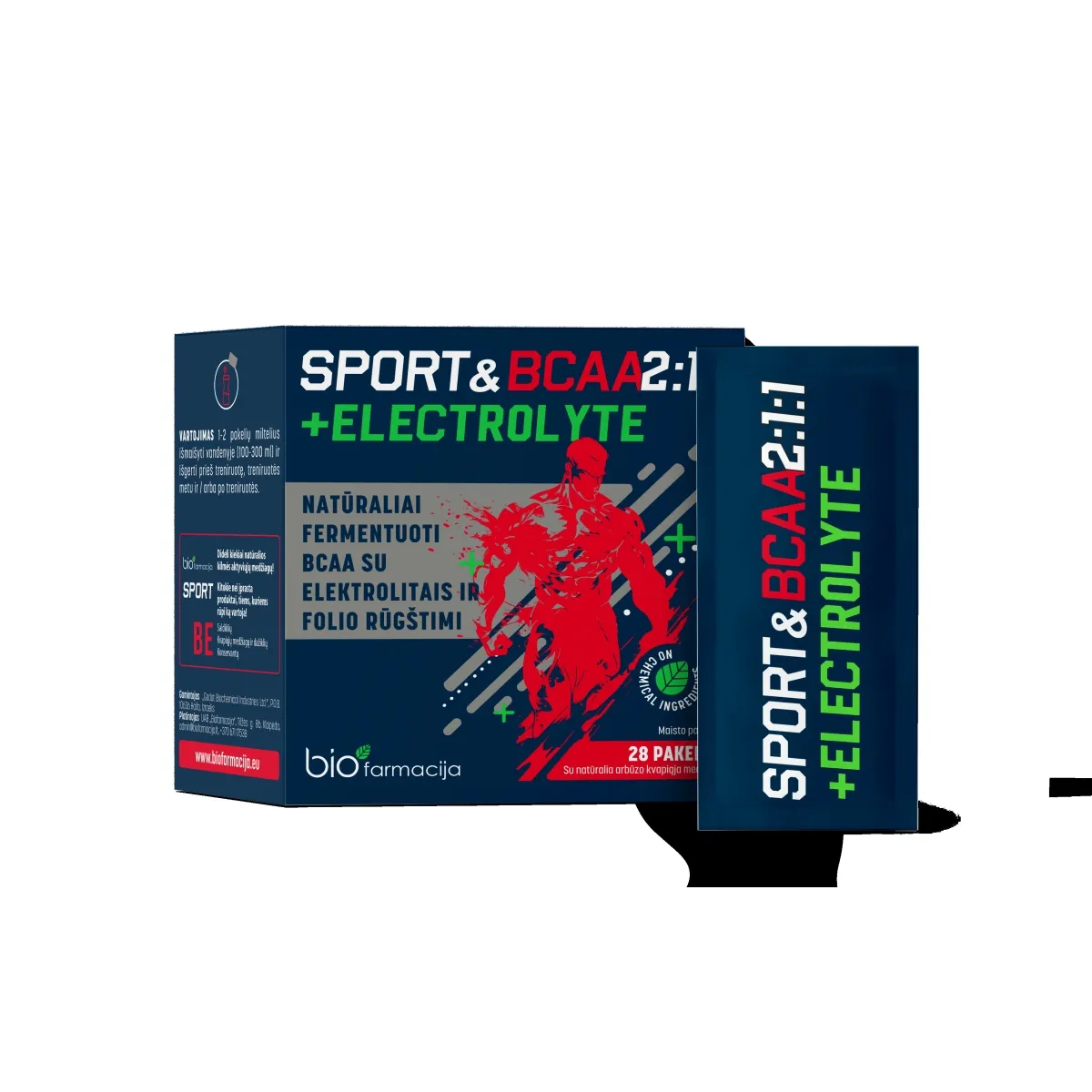 SPORT&BCAA 2:1:1 + Electrolyte pulveris paciņās, 28 gab - Produkta attēls