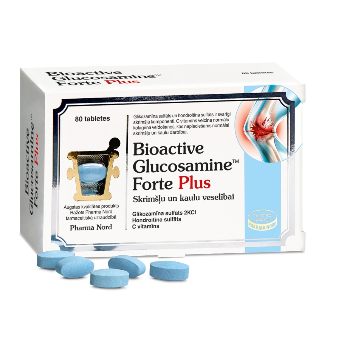 BIOACTIVE Glucosamine Forte Plus tabletes, 80 gab. - Produkta attēls