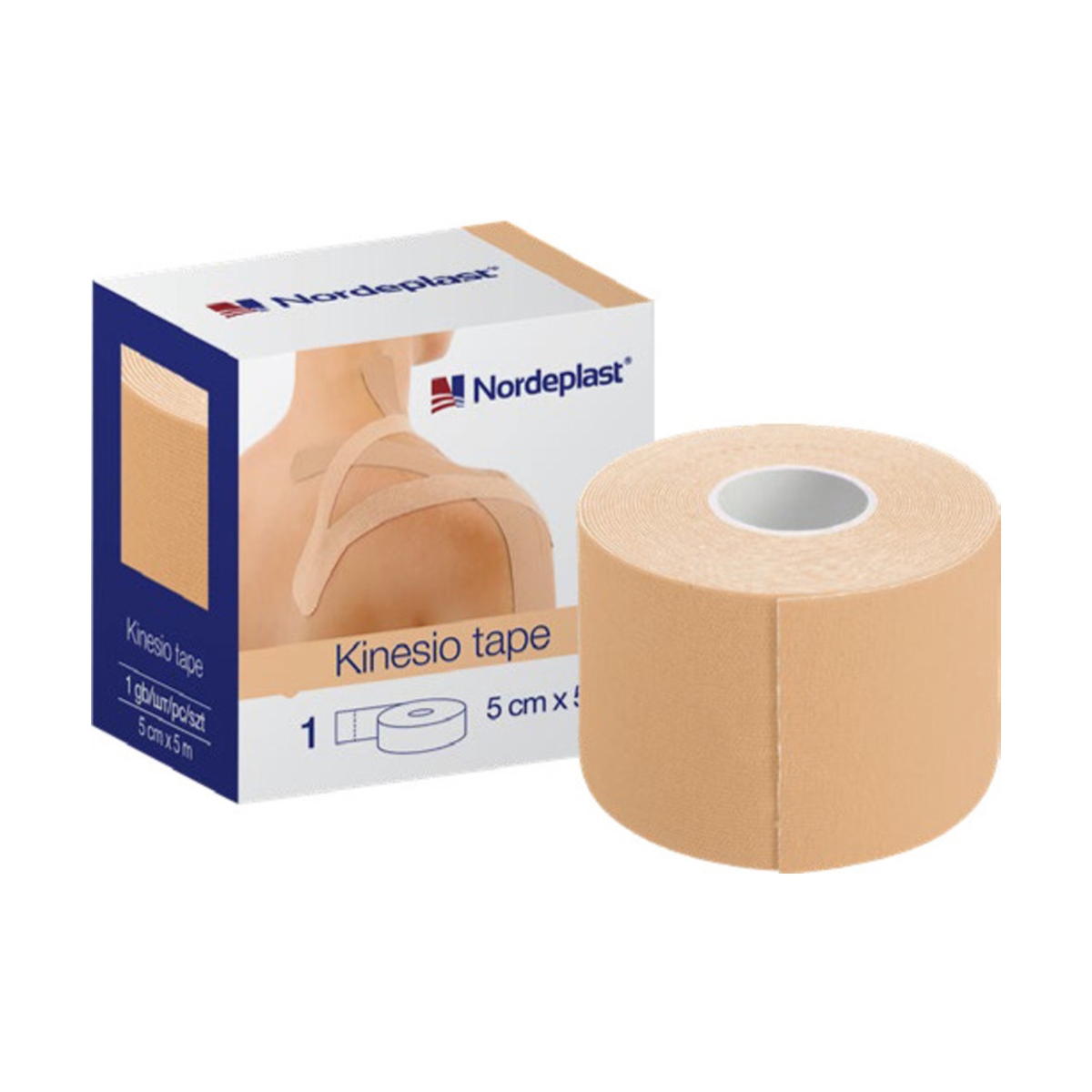 Kinezioloģiskais teips Nordepast 5 cm x 5 m bēšs, 1 gab - Produkta attēls