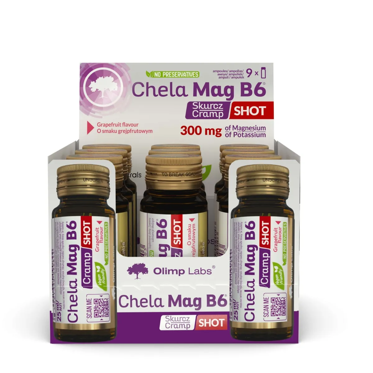 OLIMPLABS Chela Mag B6 Cramp šoti, 25 ml x 9 gab - Produkta attēls