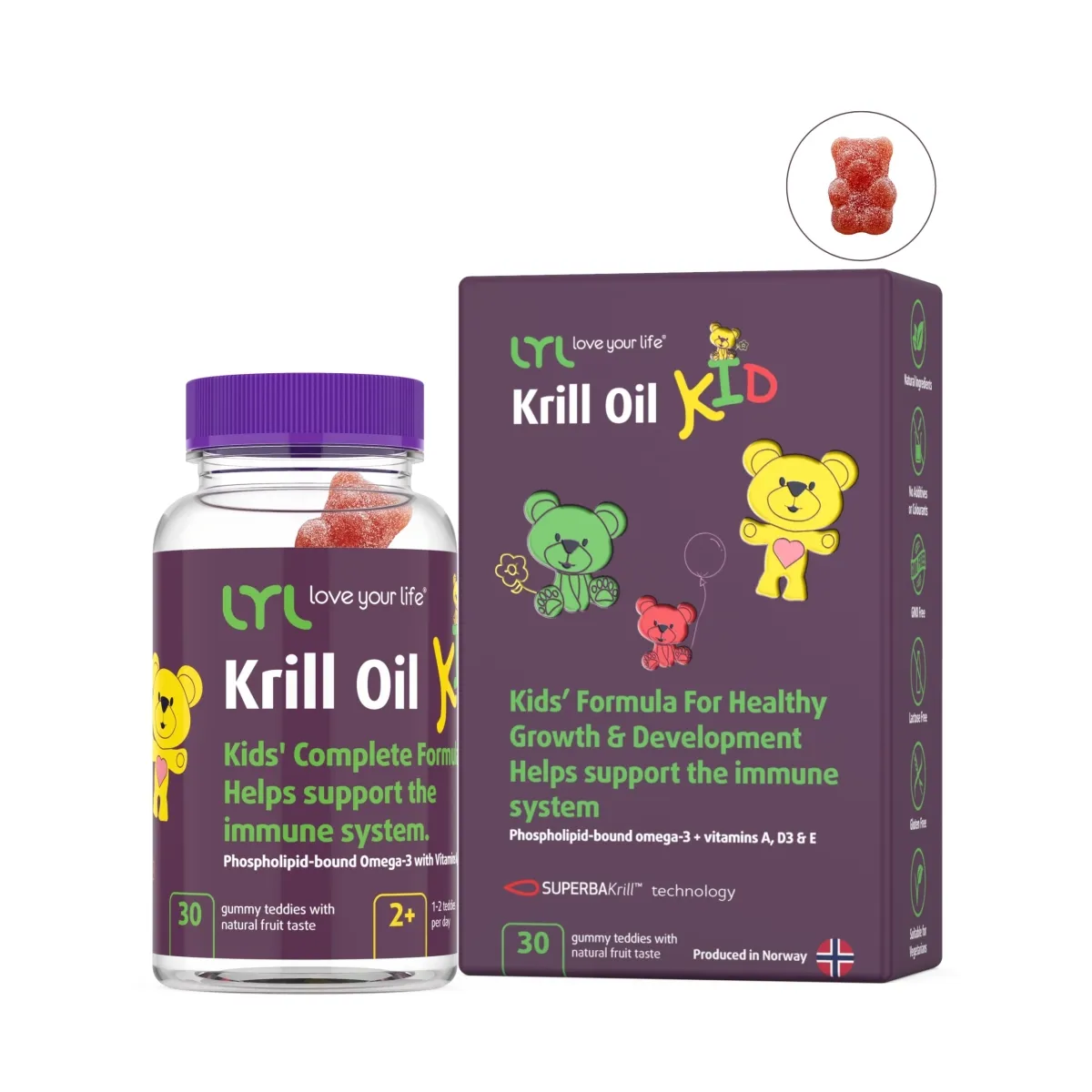 LYL Krill Oil KID, 30 želejas lācīši - Produkta attēls 1