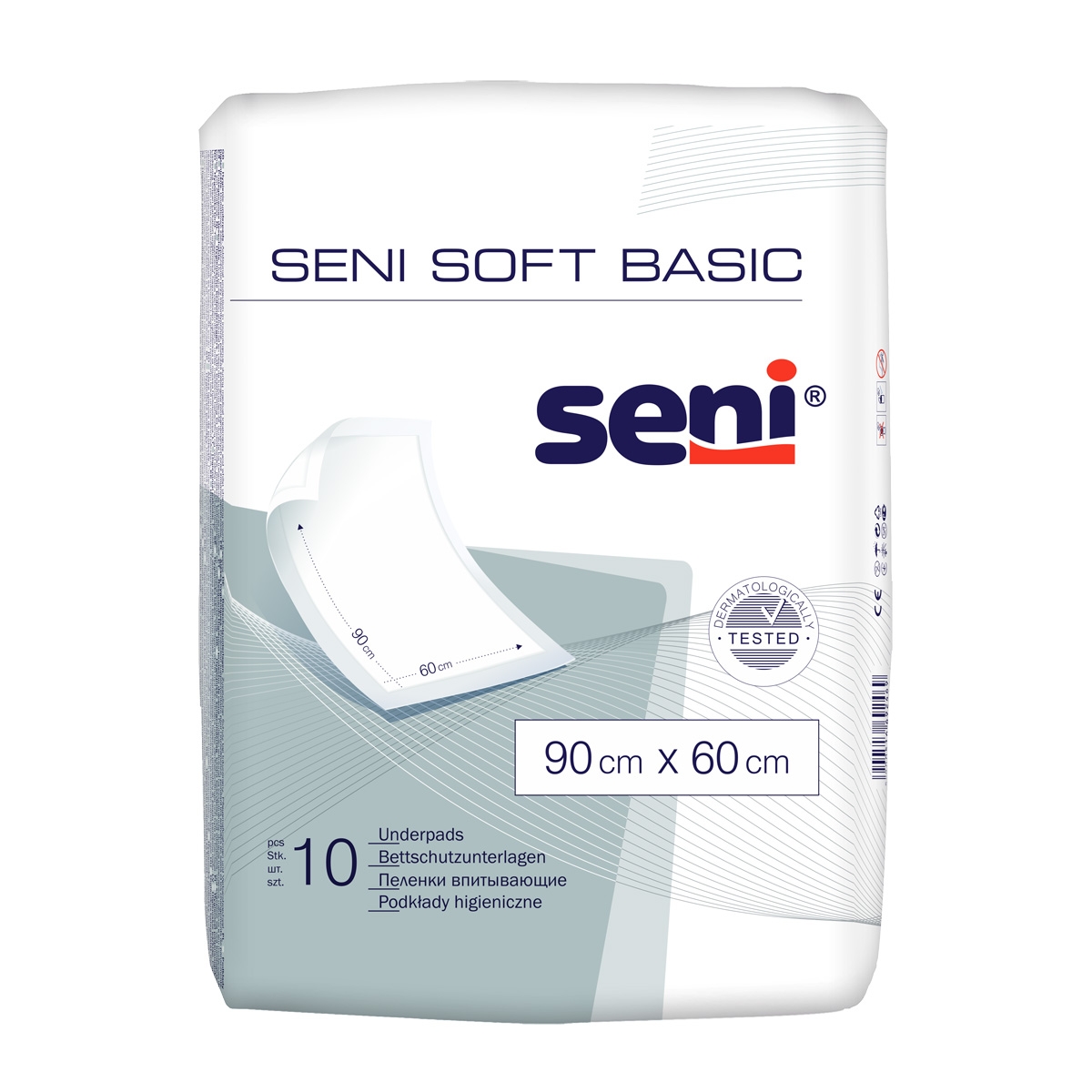 SENI SOFT BASIC absorbējošie paladziņi, 90x60 cm, 10 gab. - Produkta attēls