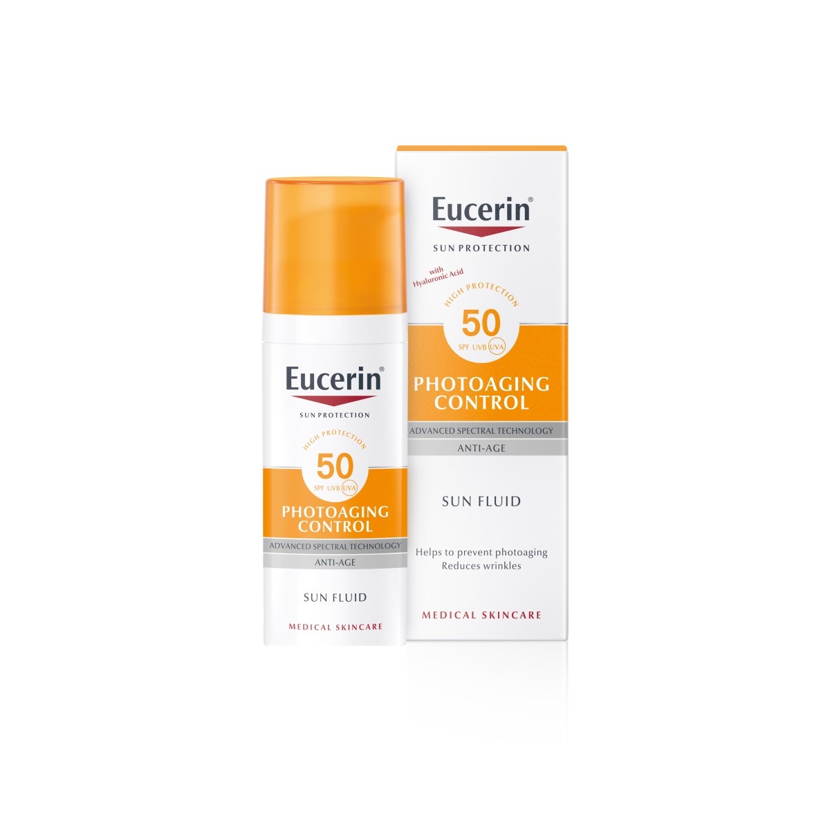 EUCERIN Sun Photoaging Control sauļošanās fluīds pret novecošanu ar SPF50, 50 ml - Produkta attēls