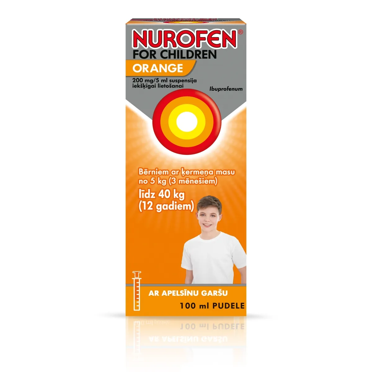 NUROFEN Orange 200 mg/ 5 ml suspensija, 100 ml - Produkta attēls