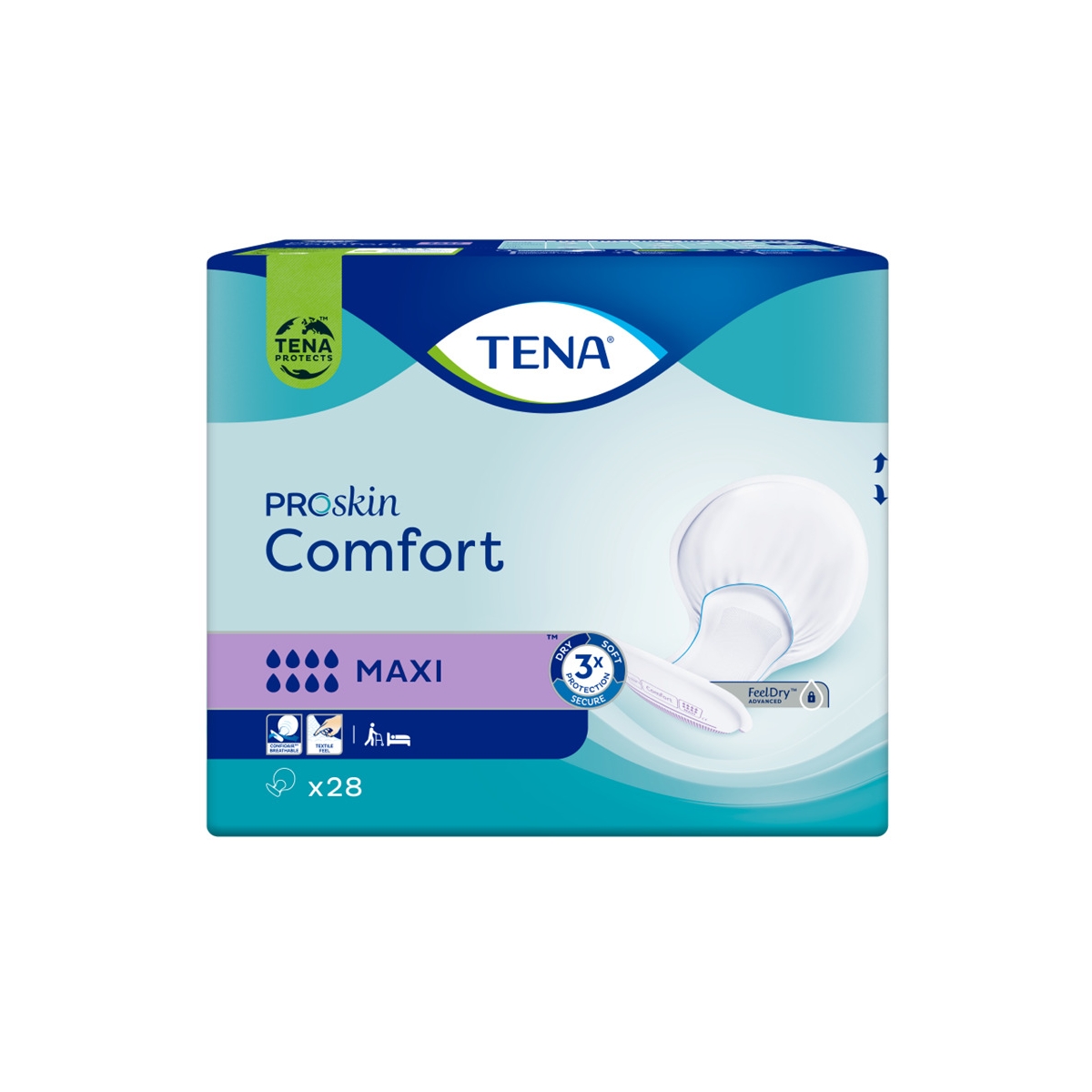 TENA COMFORT MAXI uzsūcošās paketes, 28 gab. - Produkta attēls