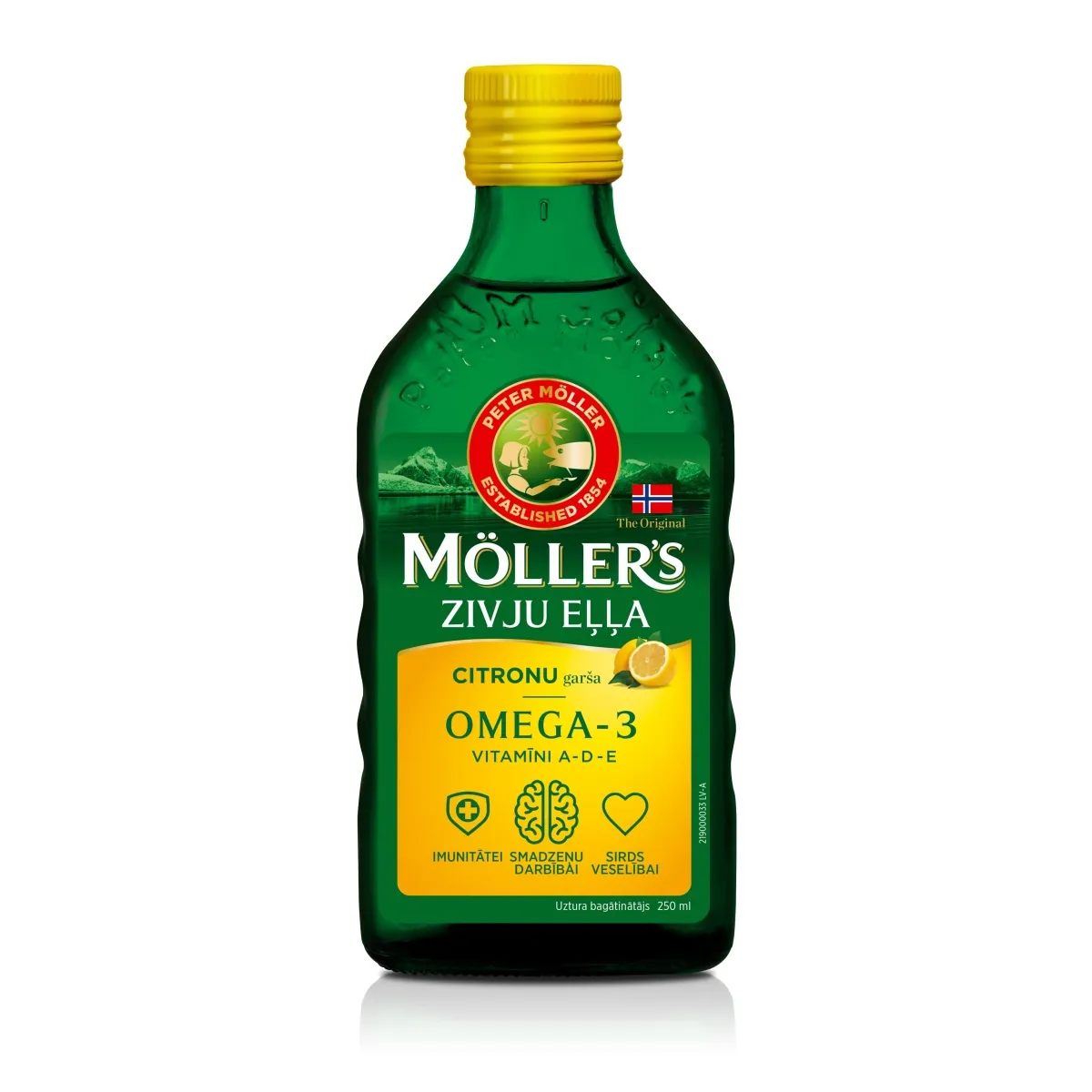 MOLLERS Zivju eļļa ar citronu garšu, 250ml - Produkta attēls