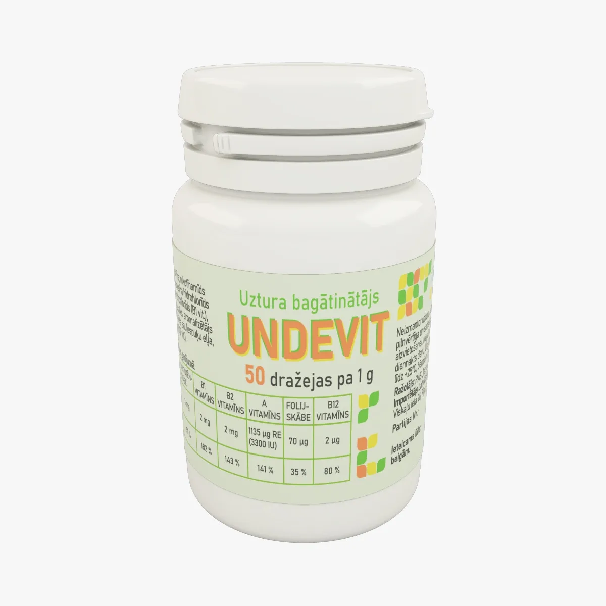 UNDEVIT dražejas, 50 gab - Produkta attēls