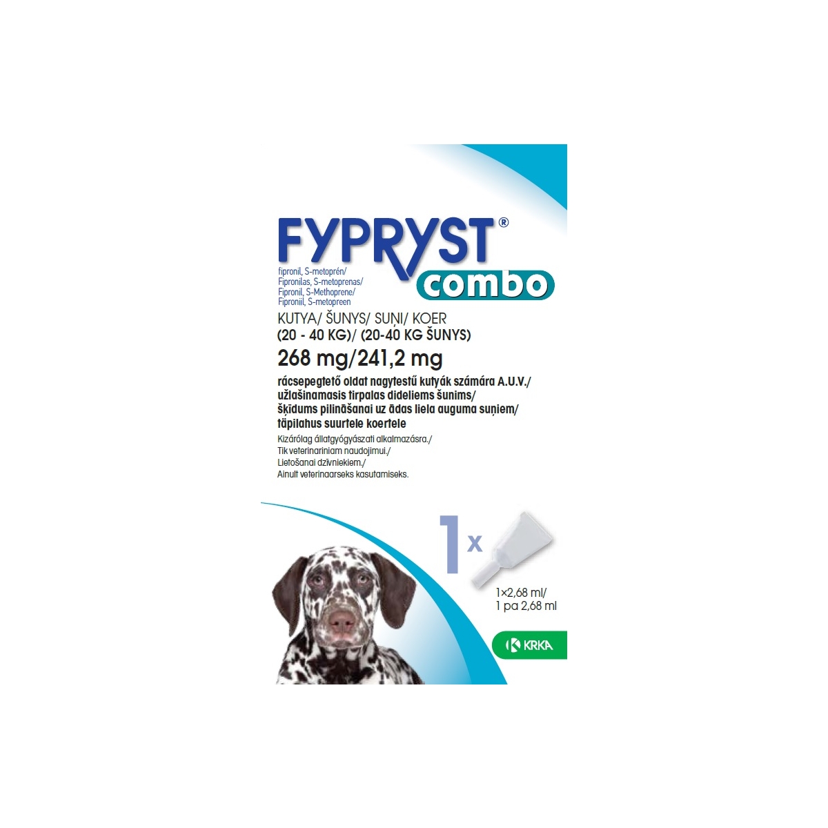 FYPRYST COMBO 268MG/241.2MG ŠĶĪD SUŅIEM (20-40KG) N1 - Produkta attēls
