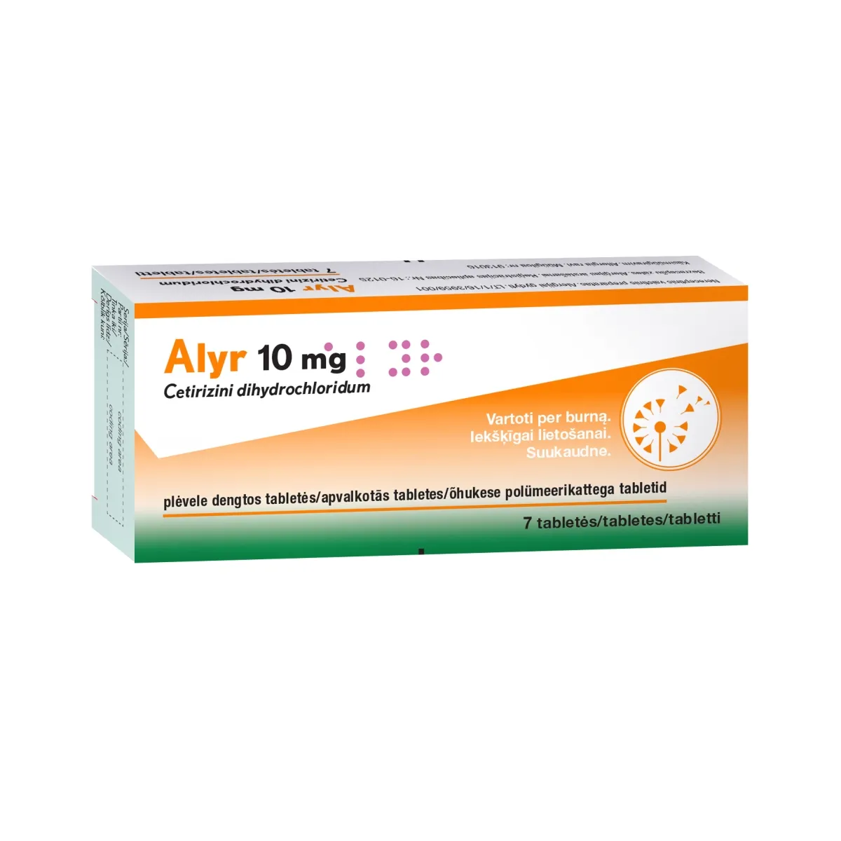 ALYR 10 mg tabletes, 7 gab. - Produkta attēls