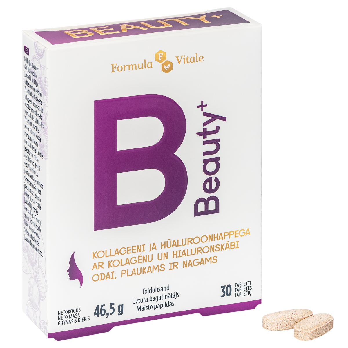 FORMULA VITALE Beauty+ ar kolagēnu tabletes, 30 gab. - Produkta attēls