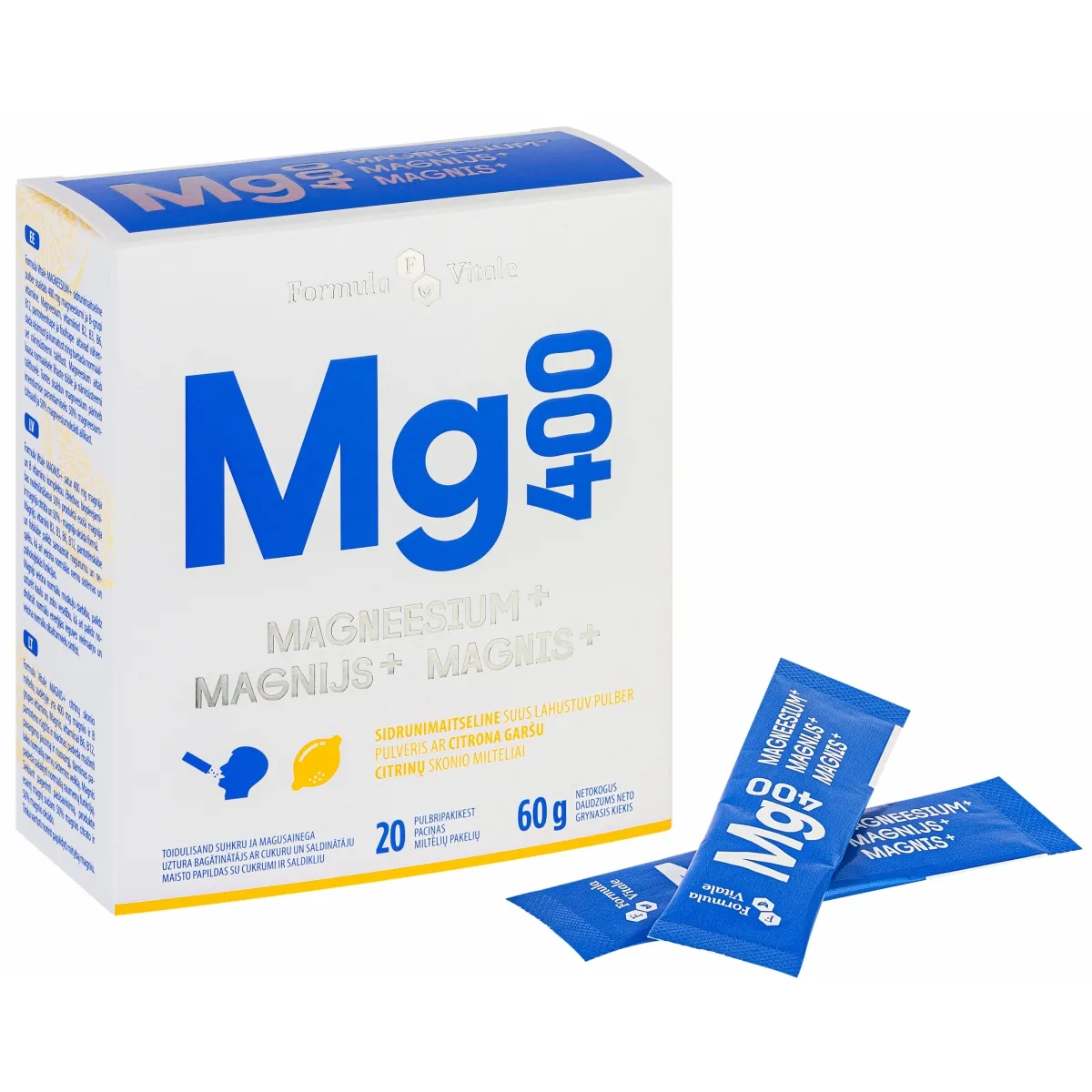 FORMULA VITALE Magnijs+ ar citrona garšu granulas, 20 gab. - Produkta attēls