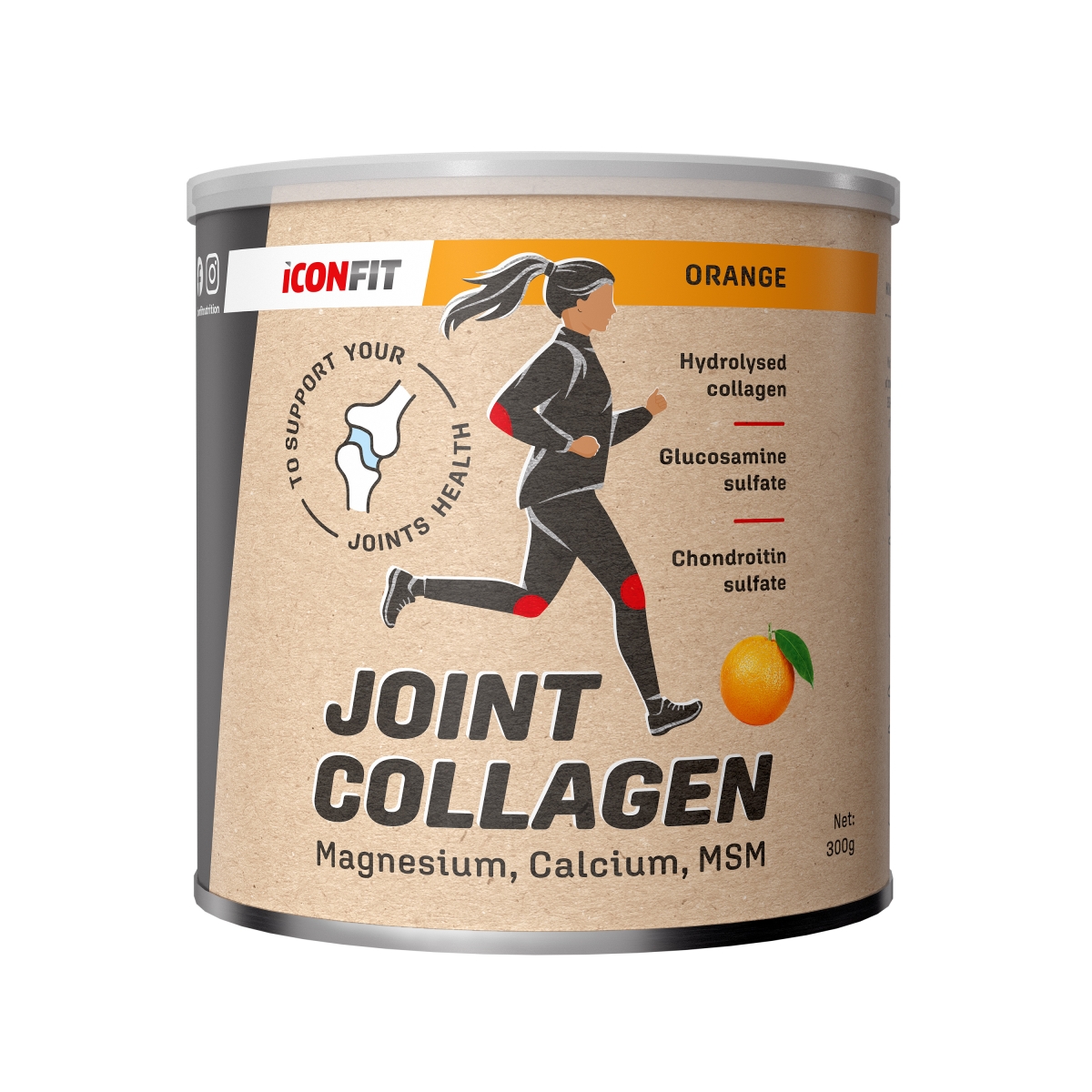 ICONFIT Joint Collagen (ar apelsīnu garšu) pulveris, 300 g. - Produkta attēls