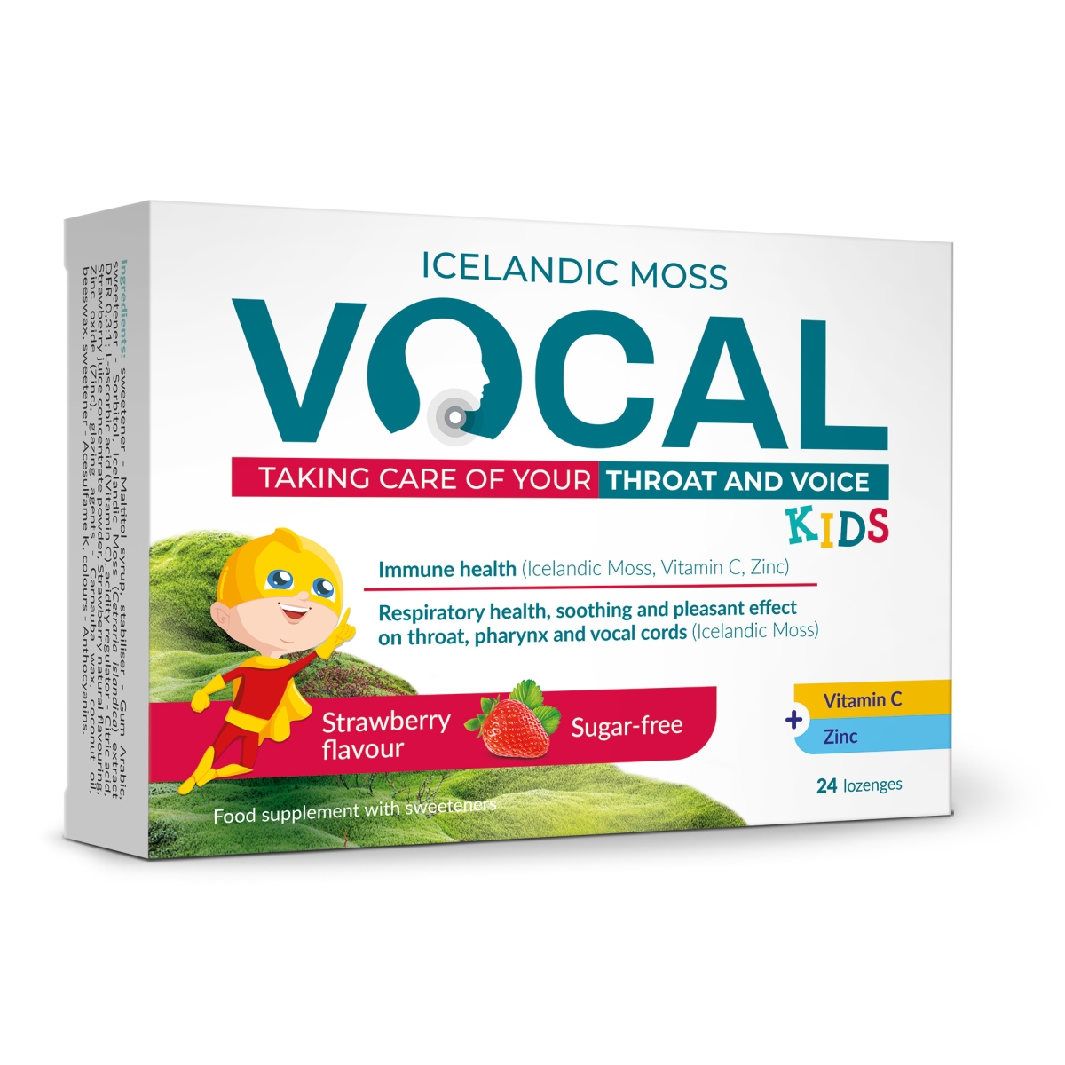 VOCAL Kids sūkājamās pastilas ar zemeņu garšu, 24 gab. - Produkta attēls