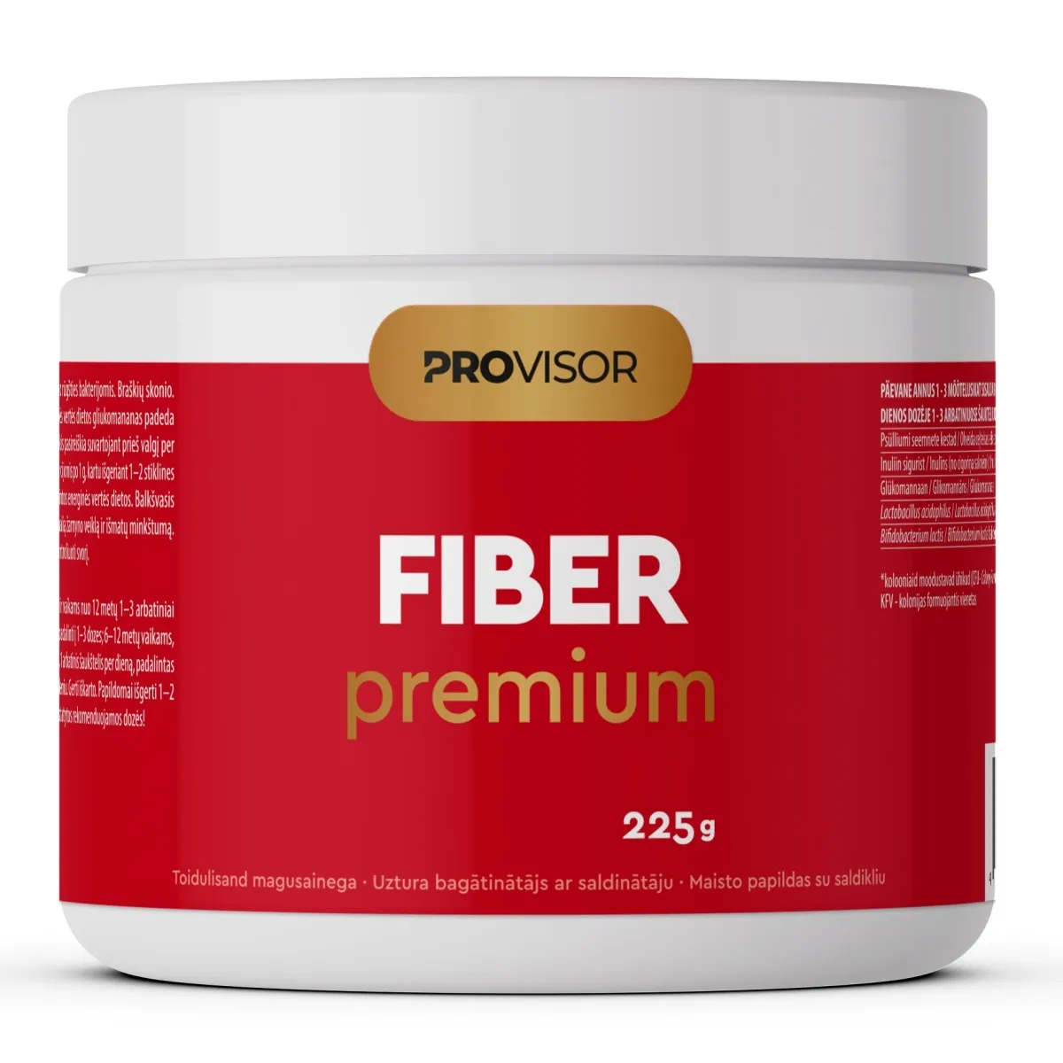 PROVISOR Fiber Premium pulveris ar zemeņu garšu, 225 g - Produkta attēls