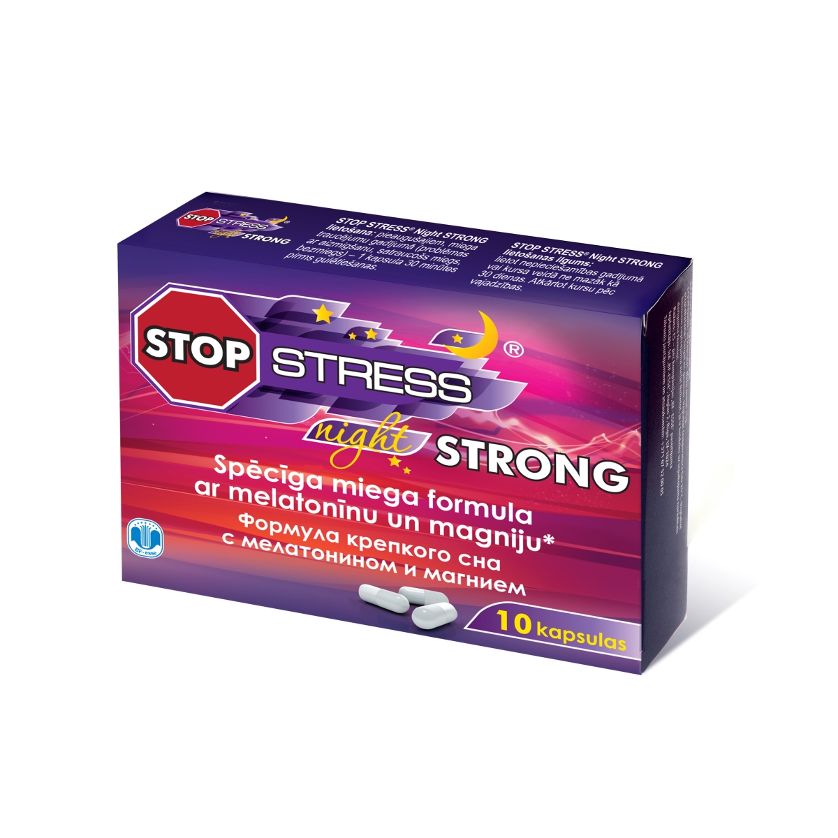 STOP-STRESS Night Strong kapsulas, 10 gab - Produkta attēls