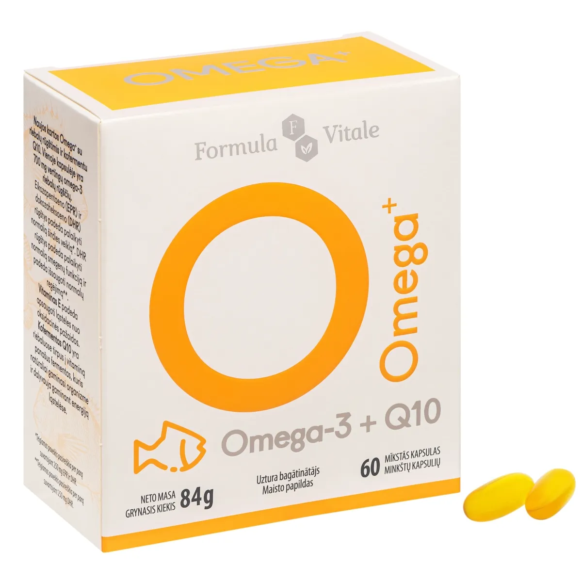 FORMULA VITALE Omega+Q10 kapsulas, 60 gab. - Produkta attēls