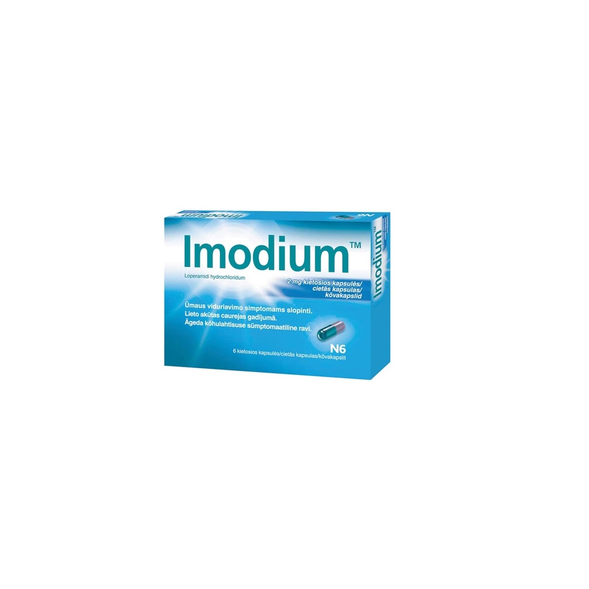 IMODIUM 2 mg kapsulas, 6 gab. - Produkta attēls