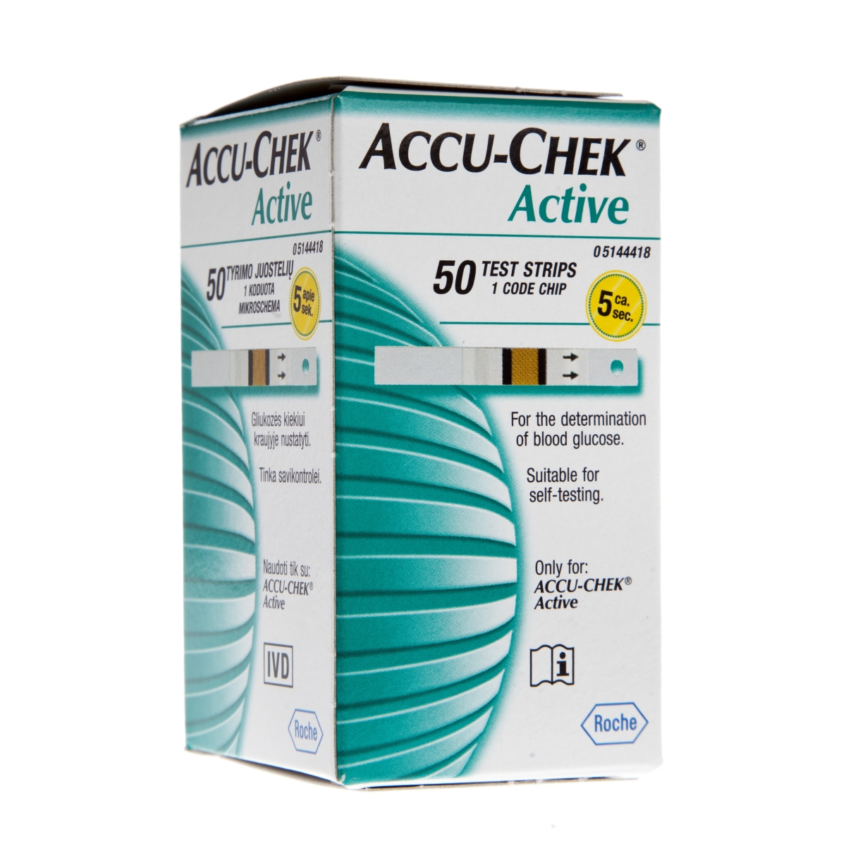 ACCU-CHEK ACTIVE GLUCOSE TESTSTRĒMELES N50 (K) - Produkta attēls