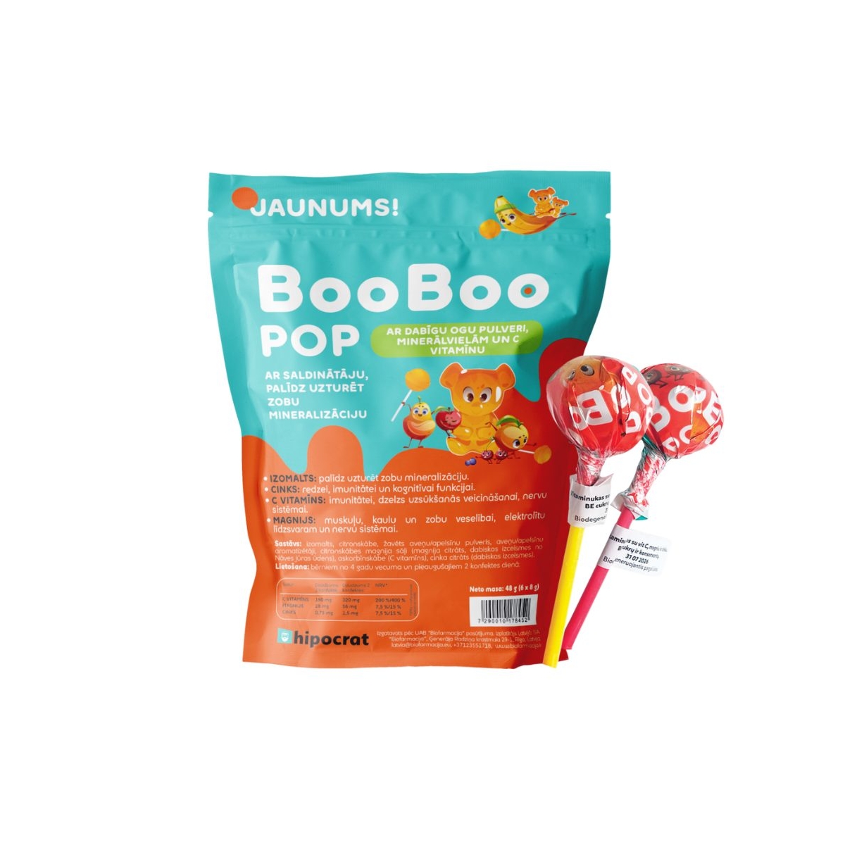 BOOBOO Pop konfektes, 6 gab - Produkta attēls