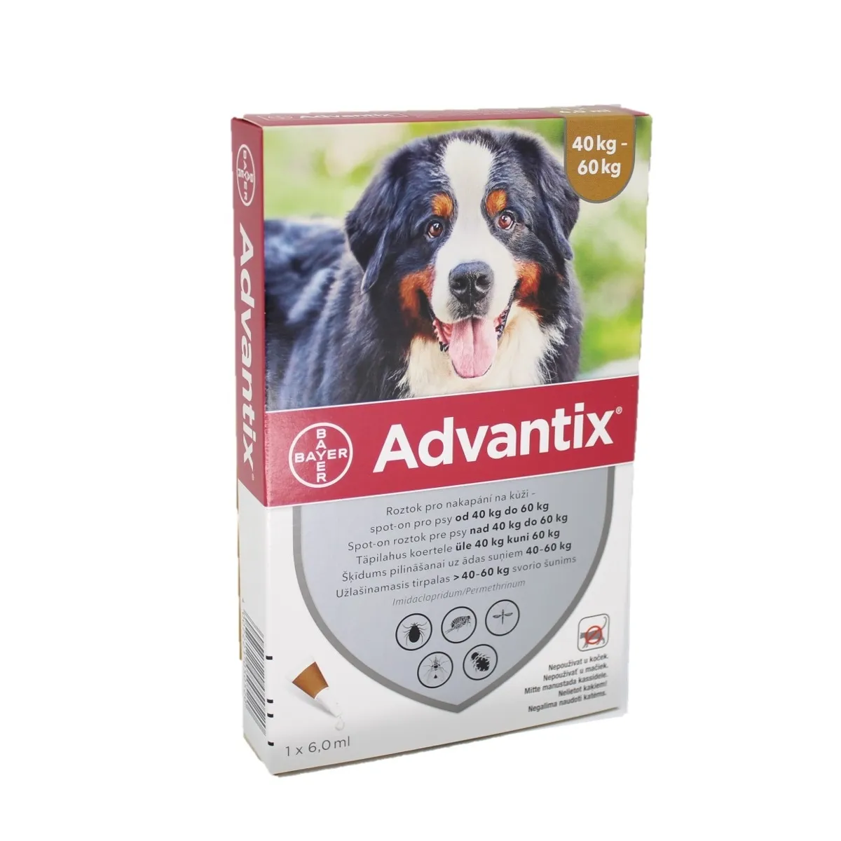 ADVANTIX 600/3000MG ŠĶĪD 6ML SUŅIEM 40-60KG N1 - Produkta attēls