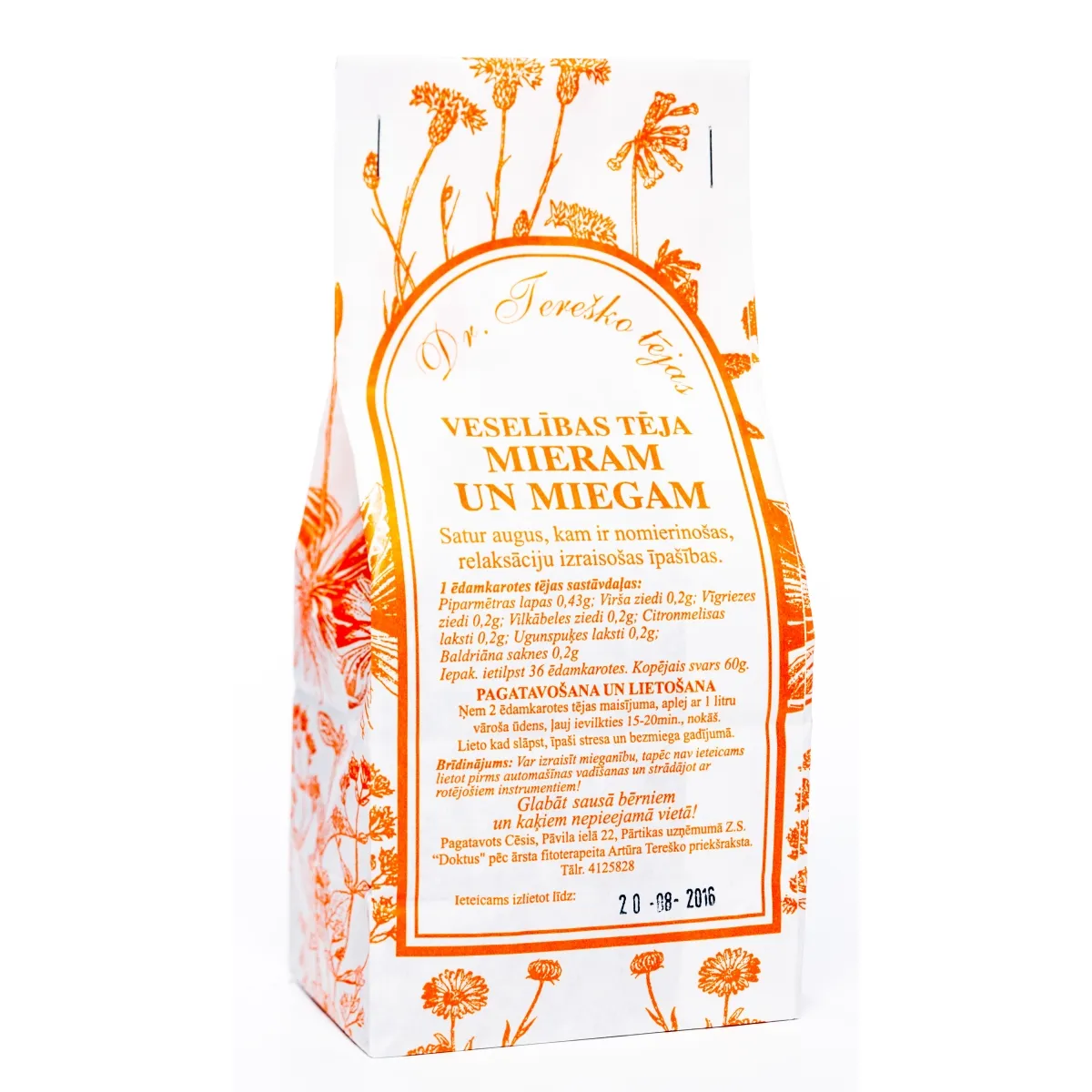 TEREŠKO tēja mieram un miegam, 60 g. - Produkta attēls