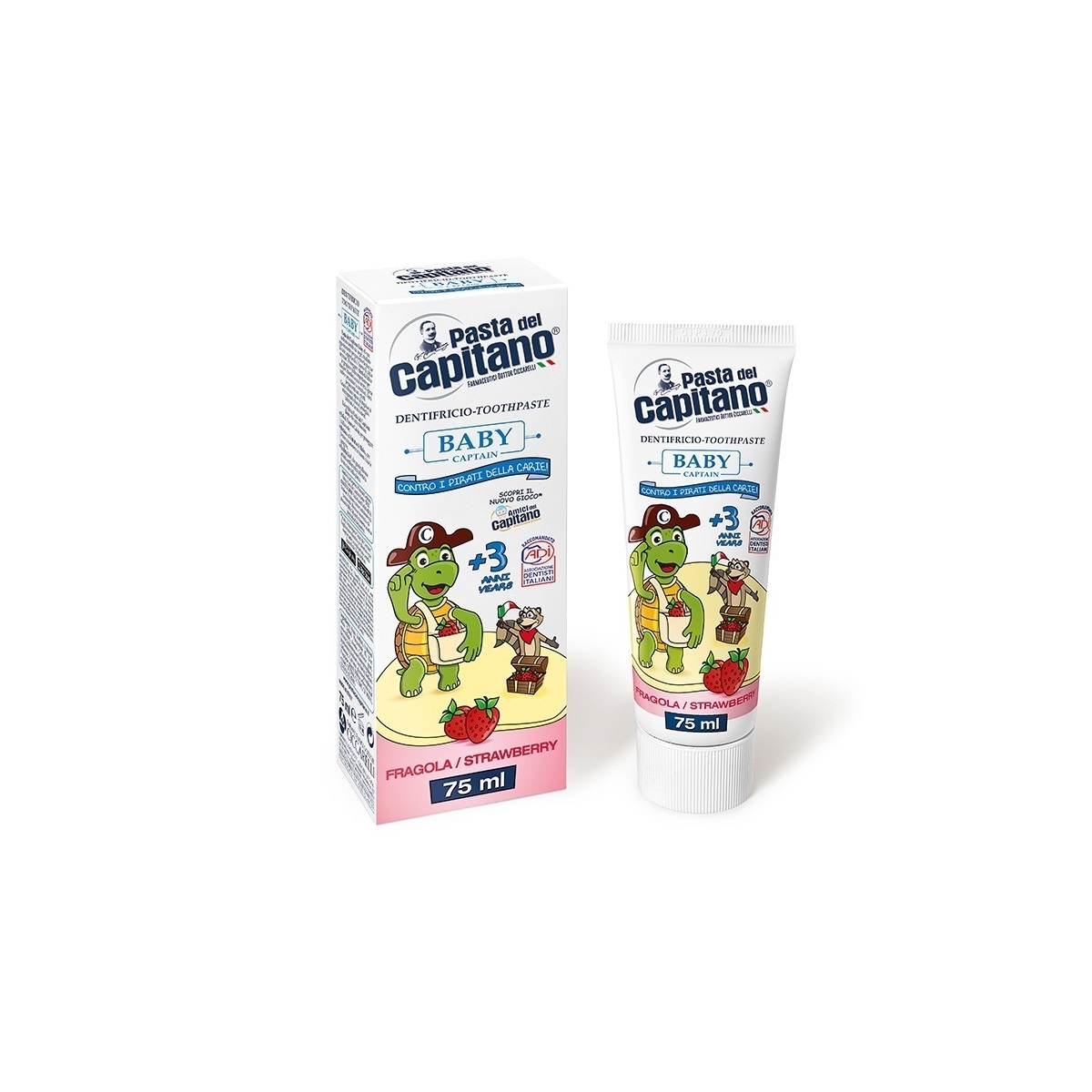 CICCARELLI Capitano zobu pasta bērniem ar zemeņu garšu, 75 ml - Produkta attēls