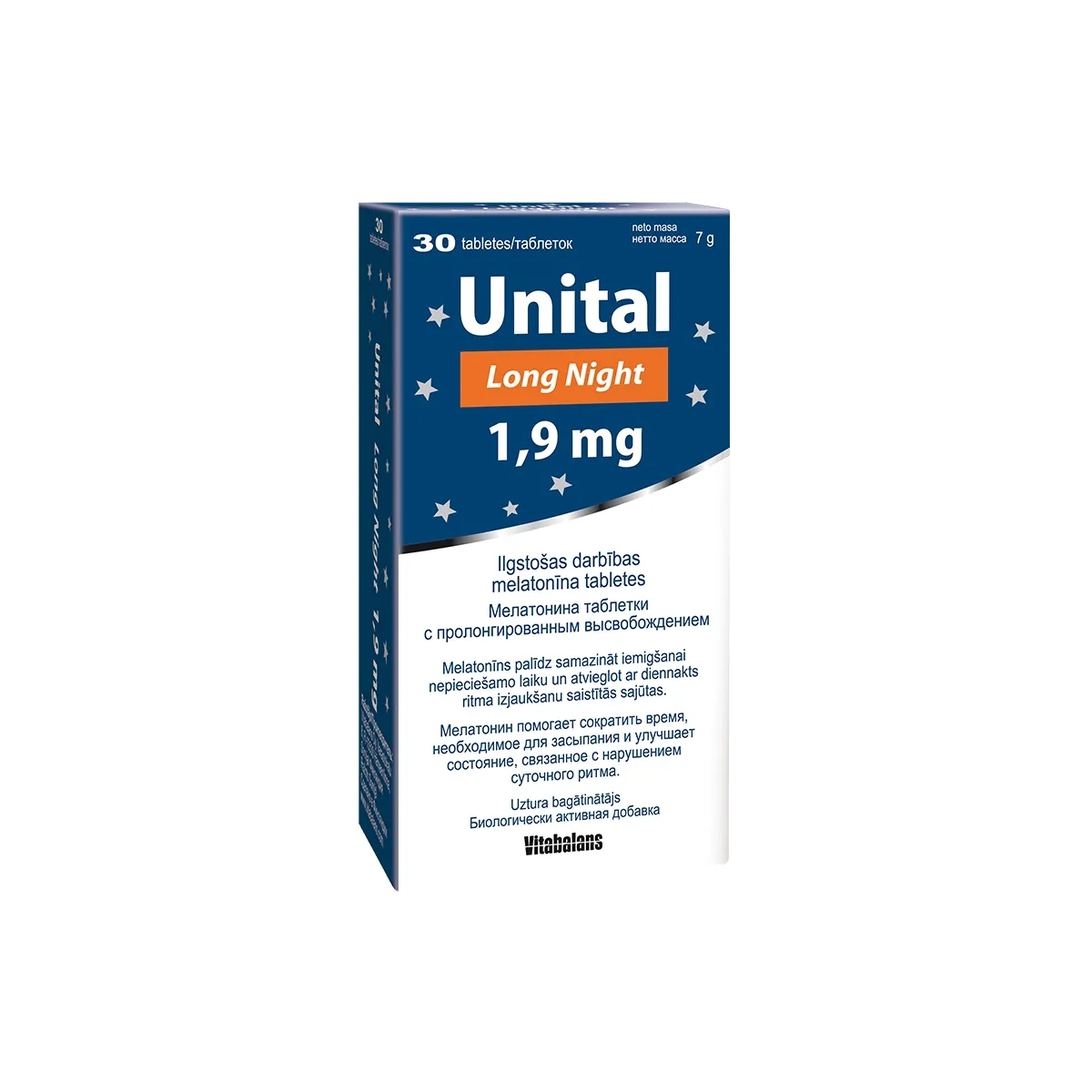 Unital Long Night 1,9 mg tabletes, 30 gab - Produkta attēls