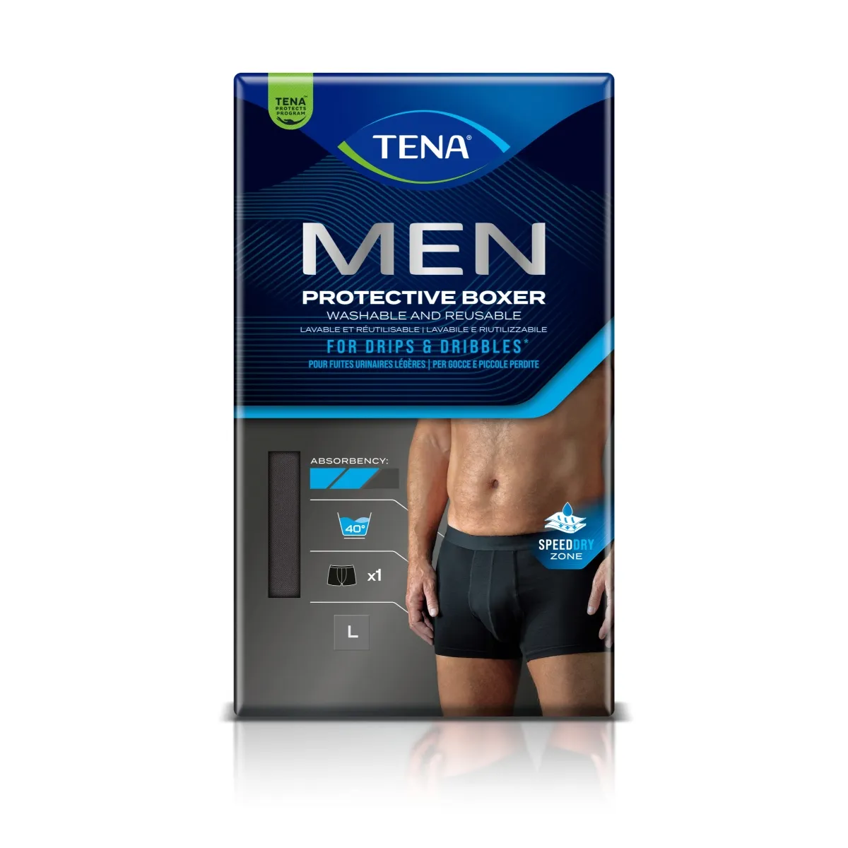 TENA Men Protective Boxer aizsargājoša apakšveļa vīriešiem, L izmērs, - Produkta attēls