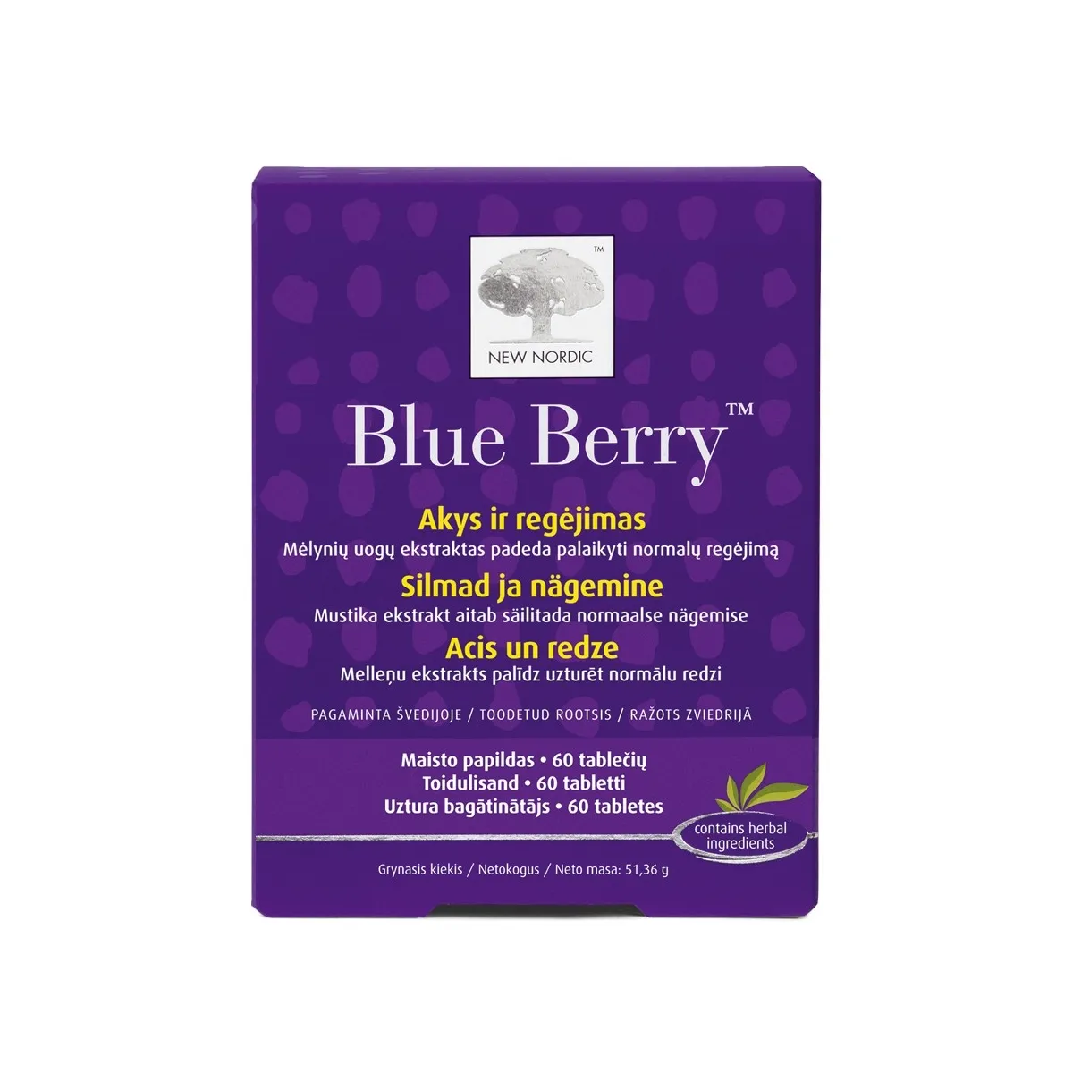 NEW NORDIC Blue Berry tabletes, 60 gab. - Produkta attēls