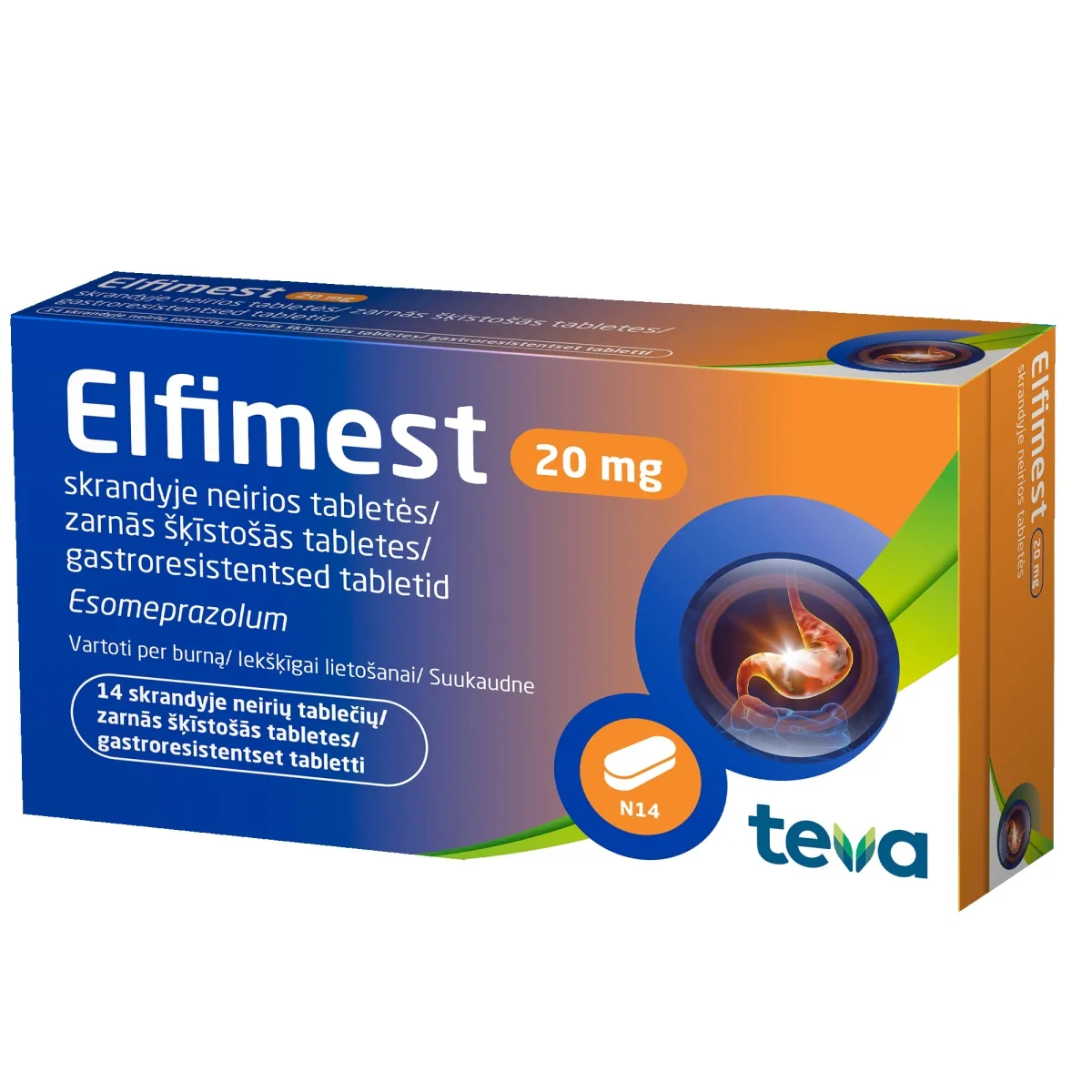 ELFIMEST ZARNĀS ŠĶĪSTOŠĀS TBL 20MG N14 - Produkta attēls