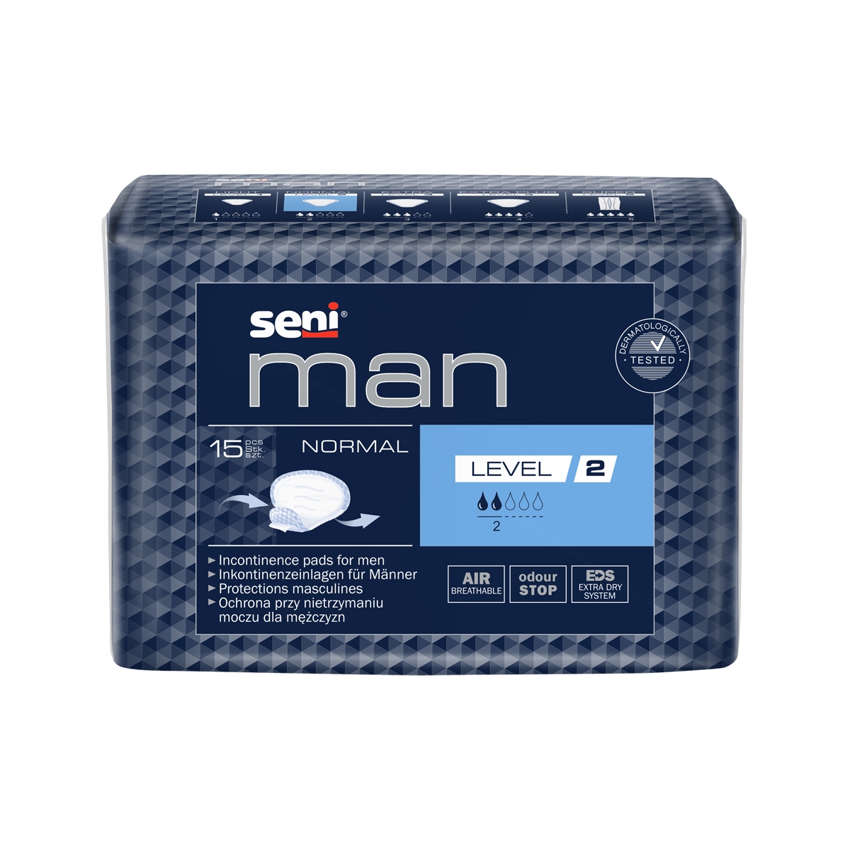 SENI MAN NORMAL (Level 2) uroloģiskie ieliktņi vīriešiem, 15 gab. - Produkta attēls