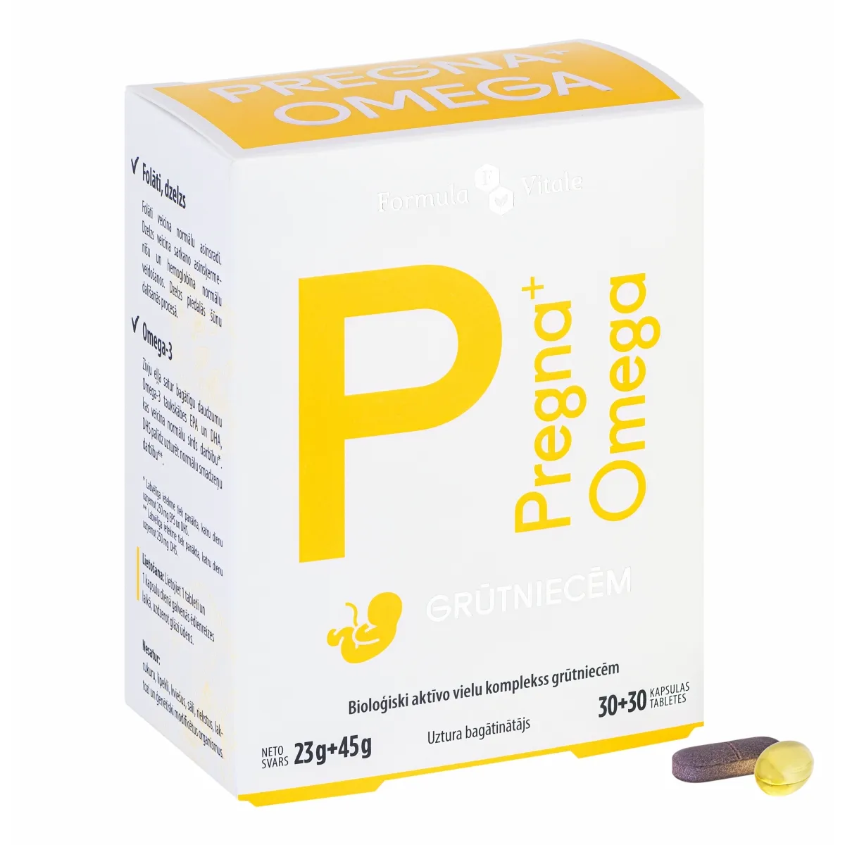 FORMULA VITALE Pregna+ Omega tabletes 30 gab., kapsulas 30 gab. - Produkta attēls