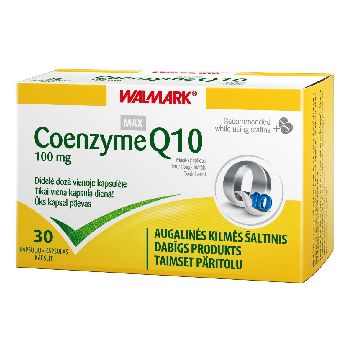 WALMARK Koenzīms Q10 Max 100mg kapsulas, 30 gab. - Produkta attēls