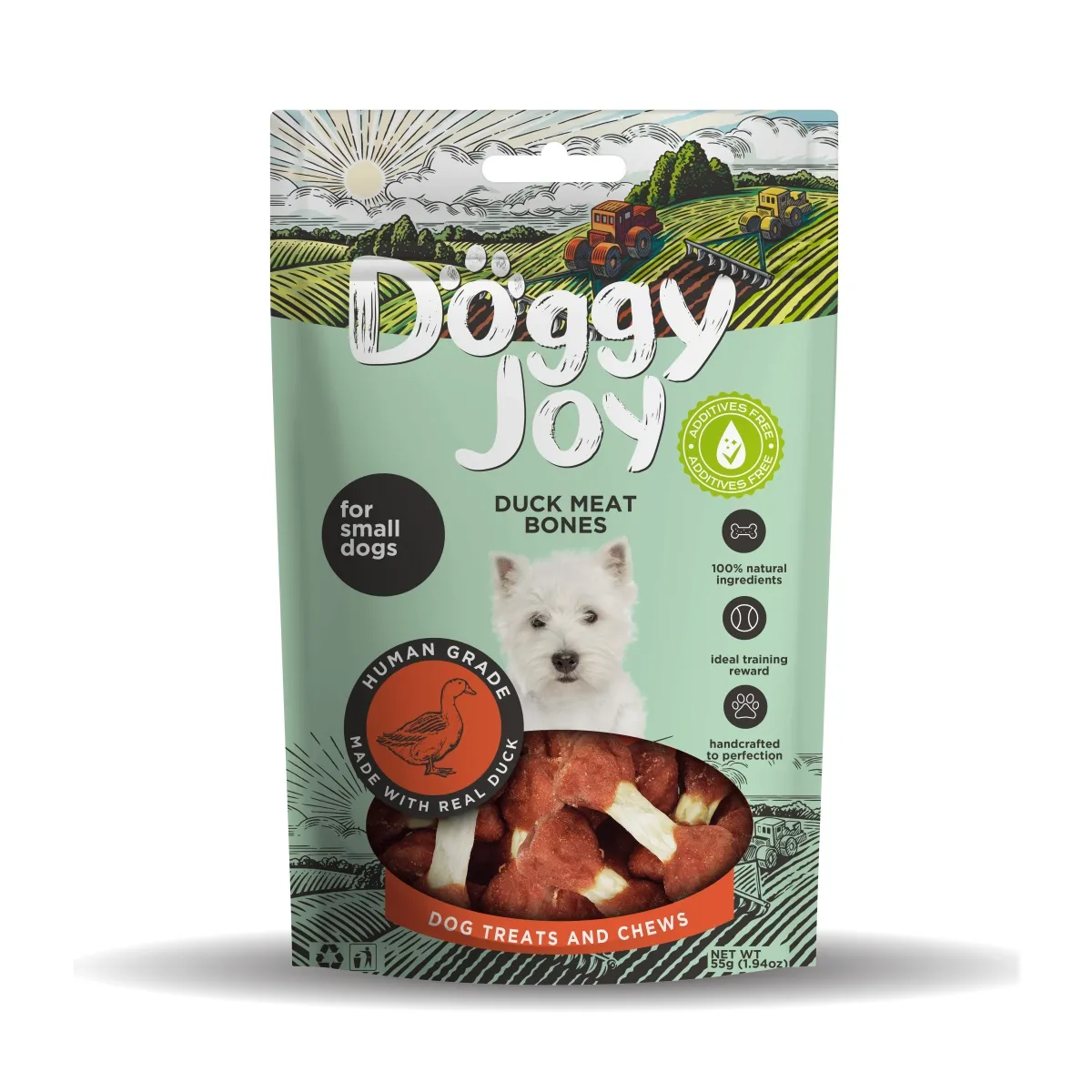 DOGGY JOY PĪLES GAĻAS KAULIŅI MAZIEM SUŅIEM 55G - Produkta attēls
