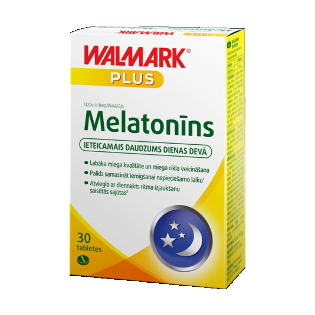 WALMARK Melatonīns 3mg tabletes, 30 gab. BOJĀTS IEP - Produkta attēls