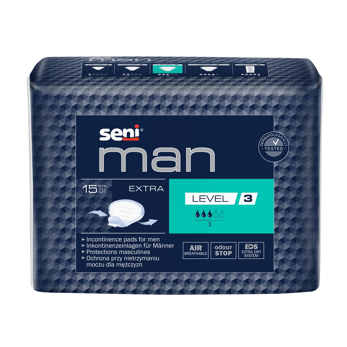 SENI MAN EXTRA (Level 3) uroloģiskie ieliktņi vīriešiem, 15 gab. - Produkta attēls