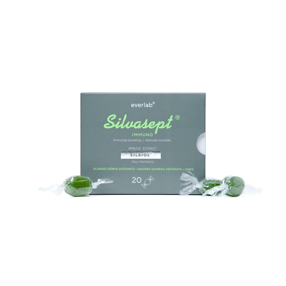 SILVASEPT Immuno karameles, 20 gab - Produkta attēls