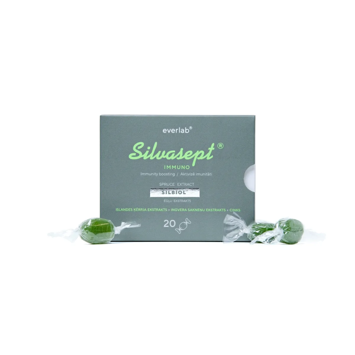 SILVASEPT Immuno karameles, 20 gab - Produkta attēls