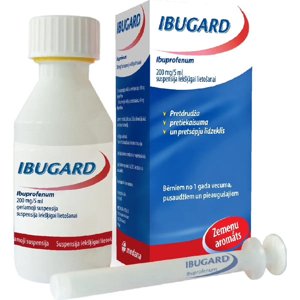 IBUGARD 200 mg/ 5 ml suspensija iekšķ. lietošanai, 100 ml - Produkta attēls