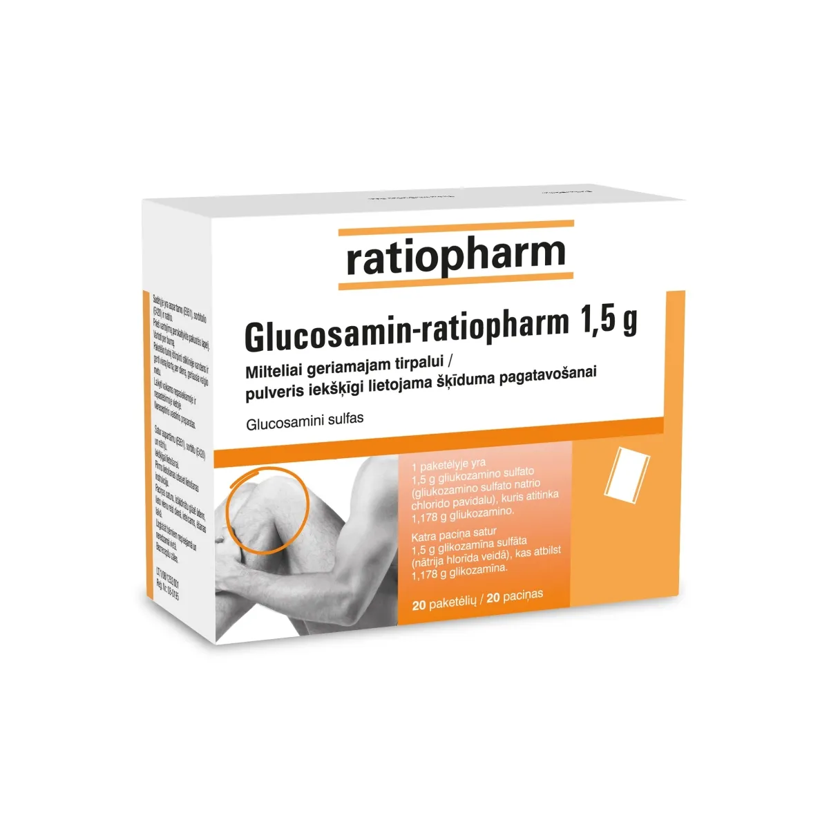 GLUCOSAMIN-RATIOPHARM 1.5G PULVERIS N20 - Produkta attēls