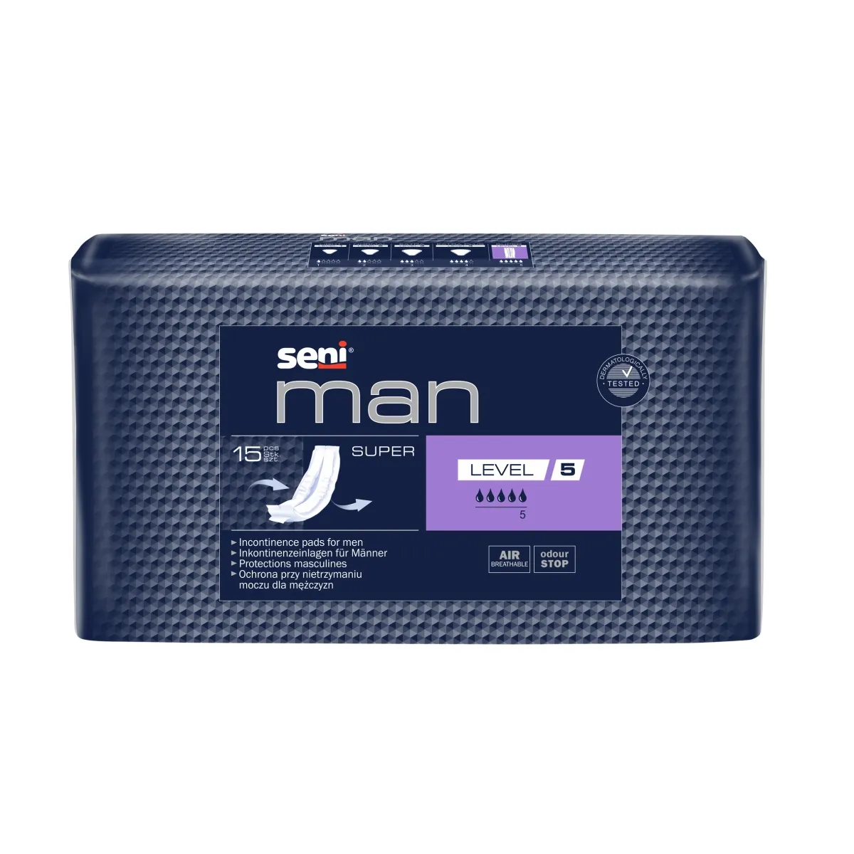 SENI MAN SUPER (Level 5) uroloģiskie ieliktņi vīriešiem, 15 gab. - Produkta attēls