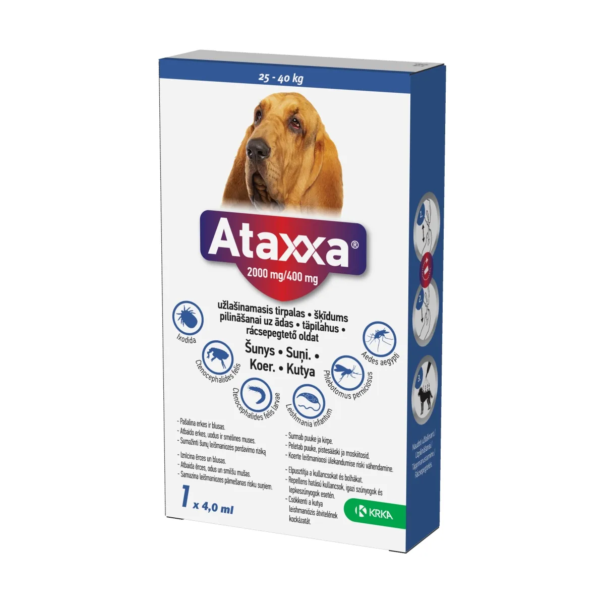 ATAXXA 2000/400MG ŠĶĪD 4ML SUŅIEM VIRS 25KG N1 - Produkta attēls