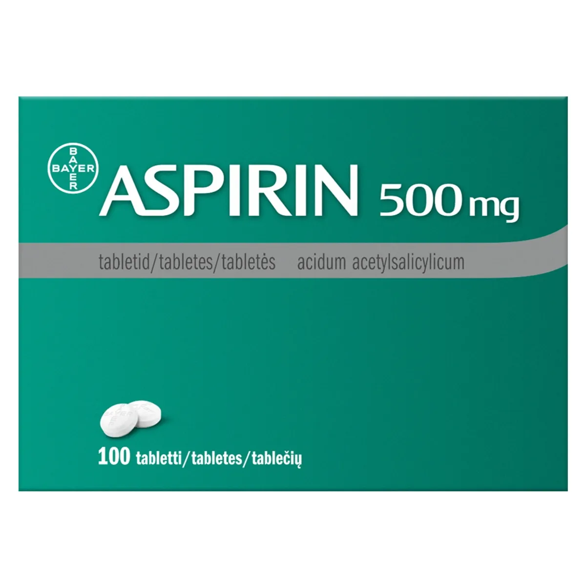 ASPIRIN 500 mg tabletes, 100 gab. - Produkta attēls