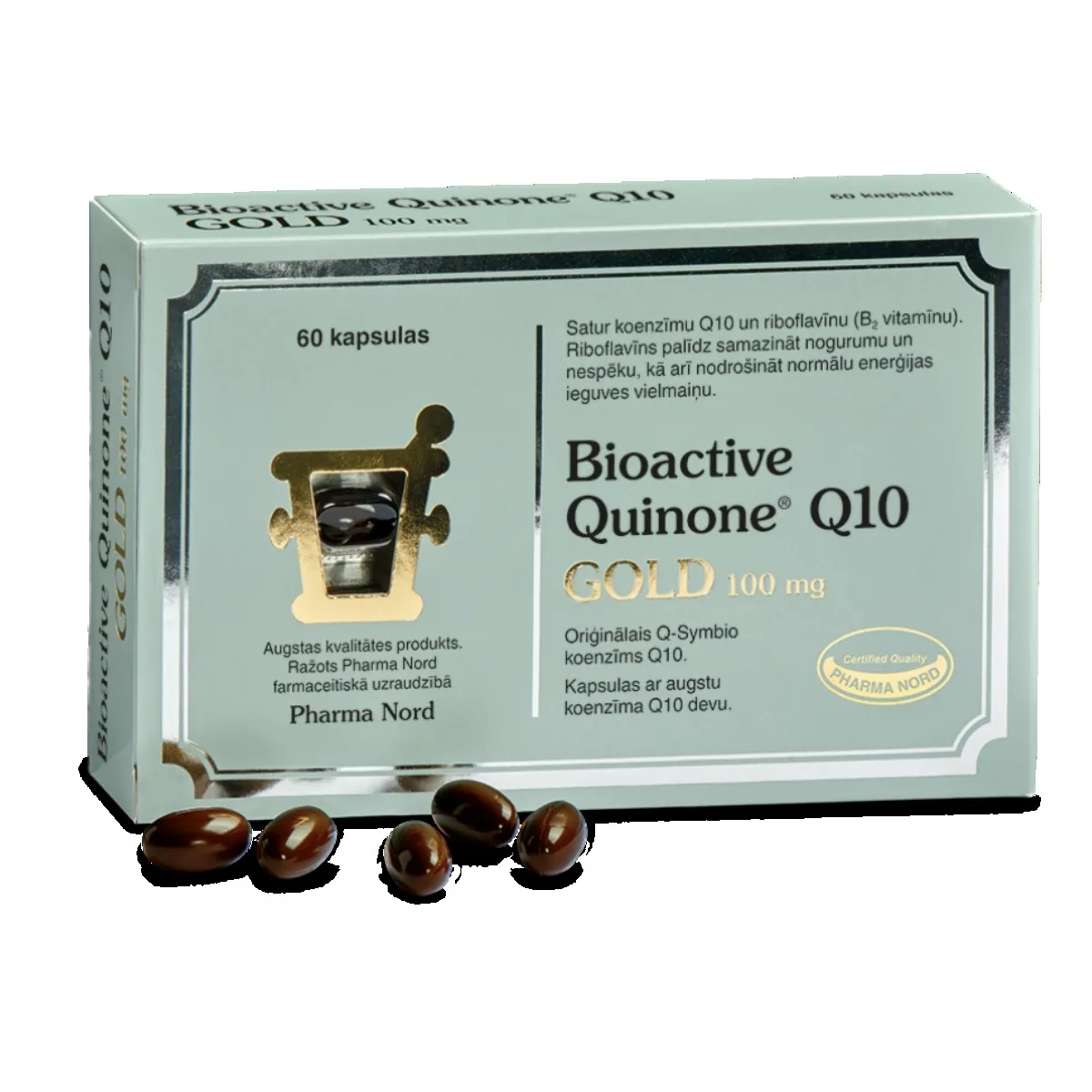 BIOACTIVE Quinone Q10 Gold 100 mg kapsulas, 60 gab. - Produkta attēls