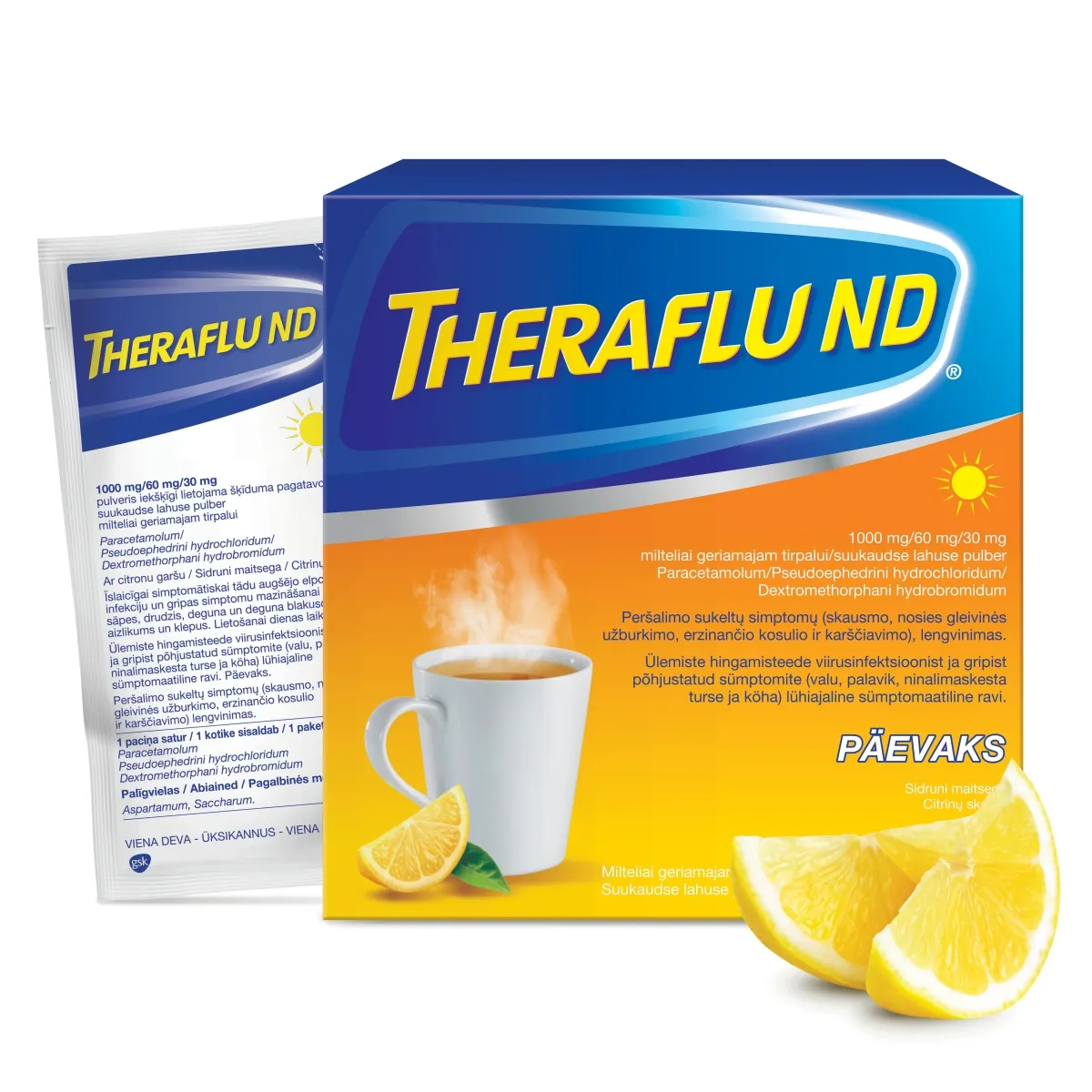 THERAFLU ND pulveris (bez miegainības), 10 gab. - Produkta attēls