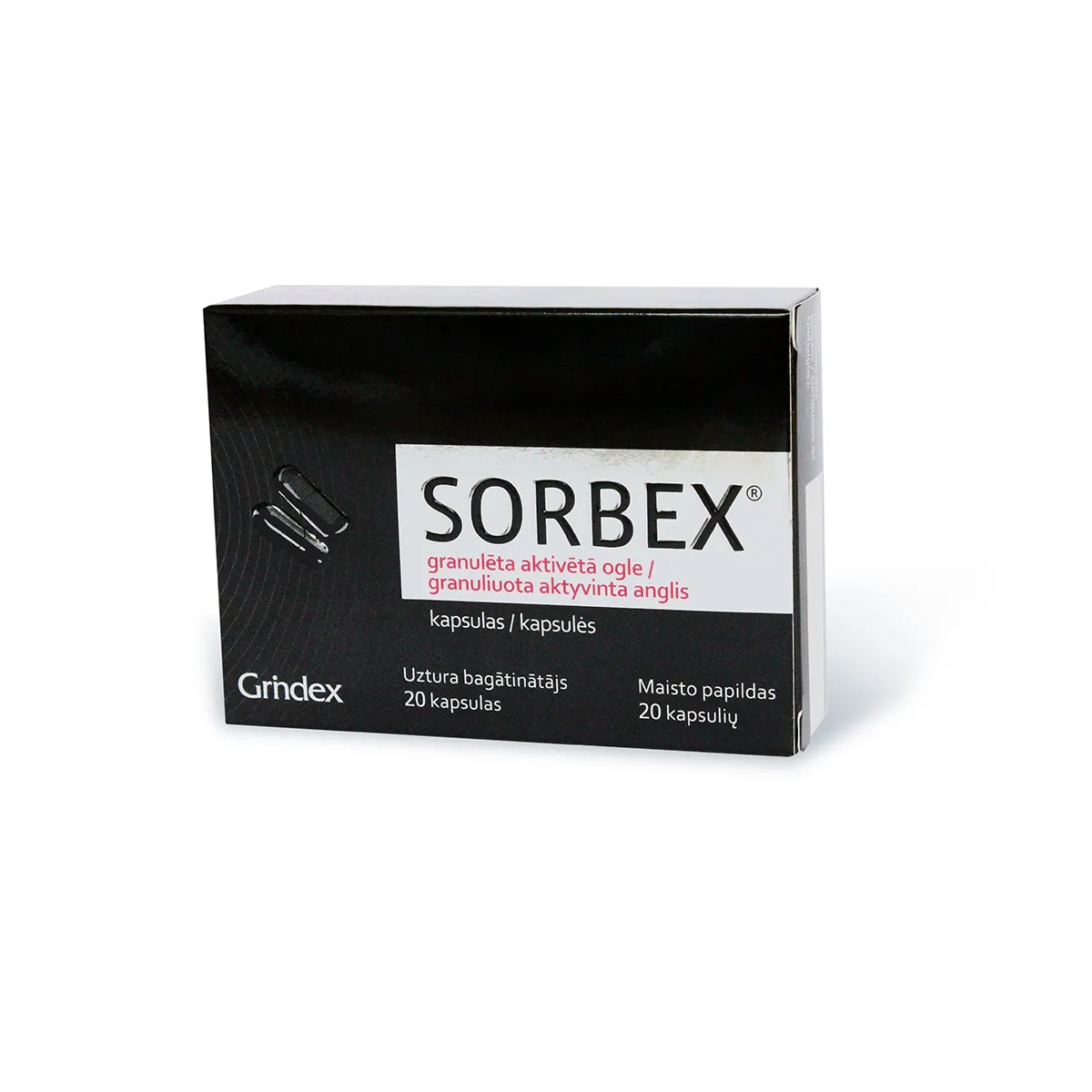 SORBEX GRANULĒTA AKTIVĒTĀ OGLE KAPS N20 - Produkta attēls