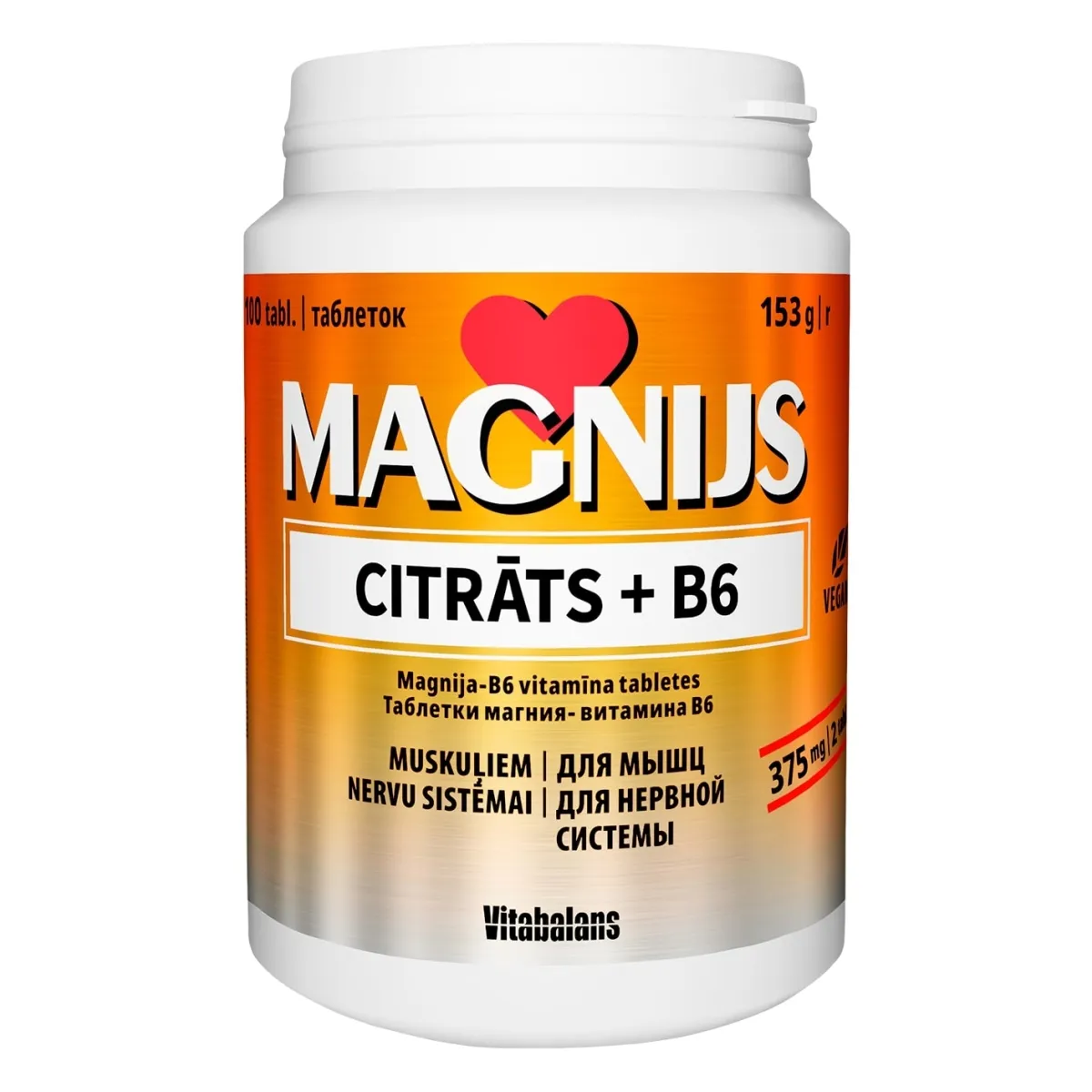 MAGNIJS Citrāts + B6 tabletes, 100 gab. - Produkta attēls