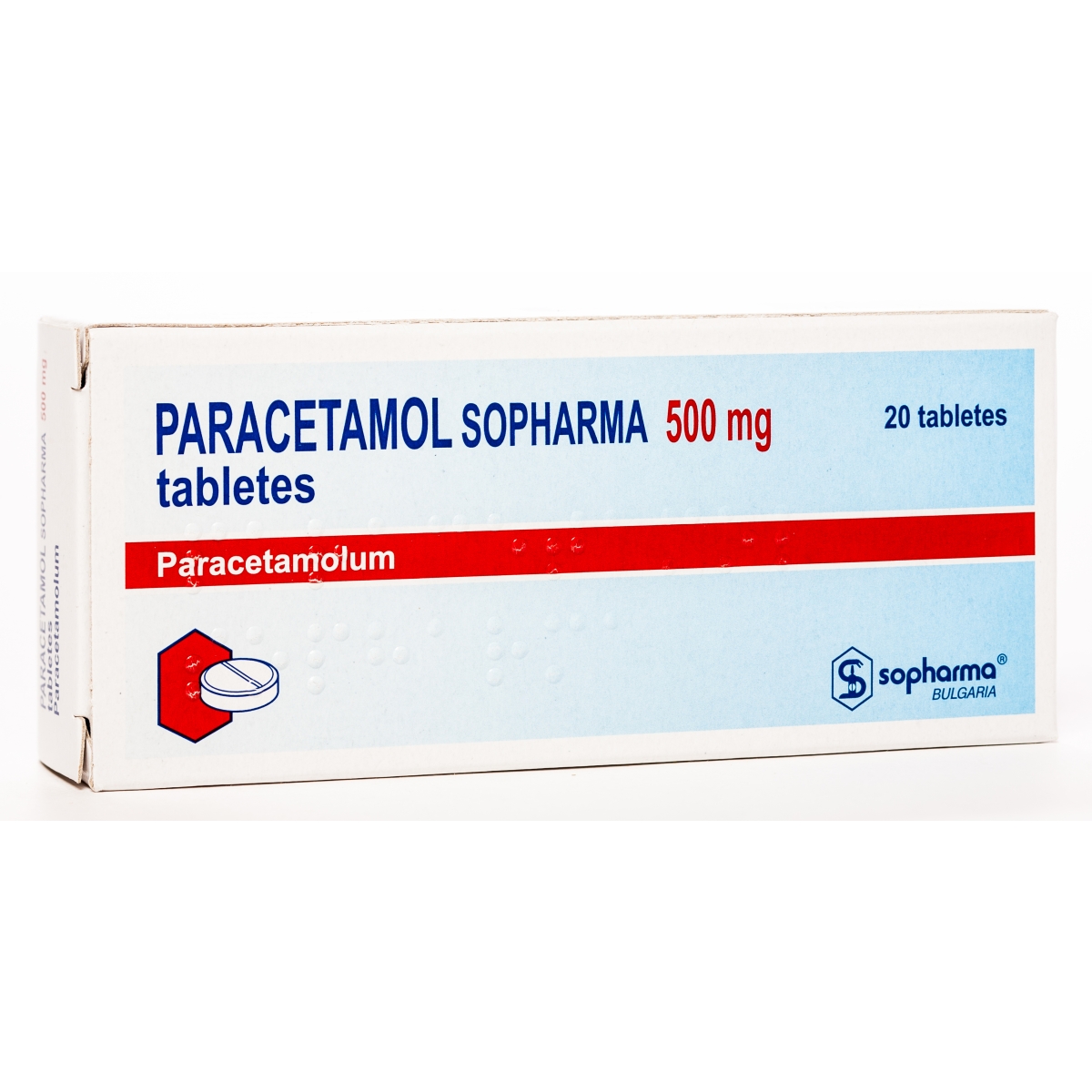PARACETAMOL Sopharma 500 mg tabletes, 20 gab. - Produkta attēls